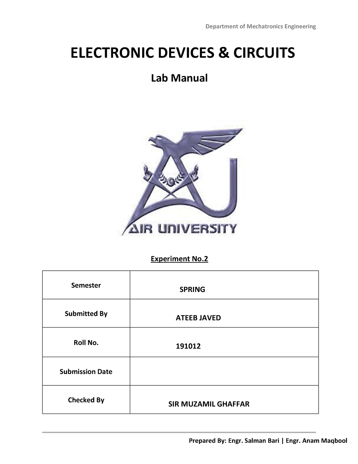 EDC LAB Manual 2 lab task ELECTRONIC DEVICES & CIRCUITS Lab Manual