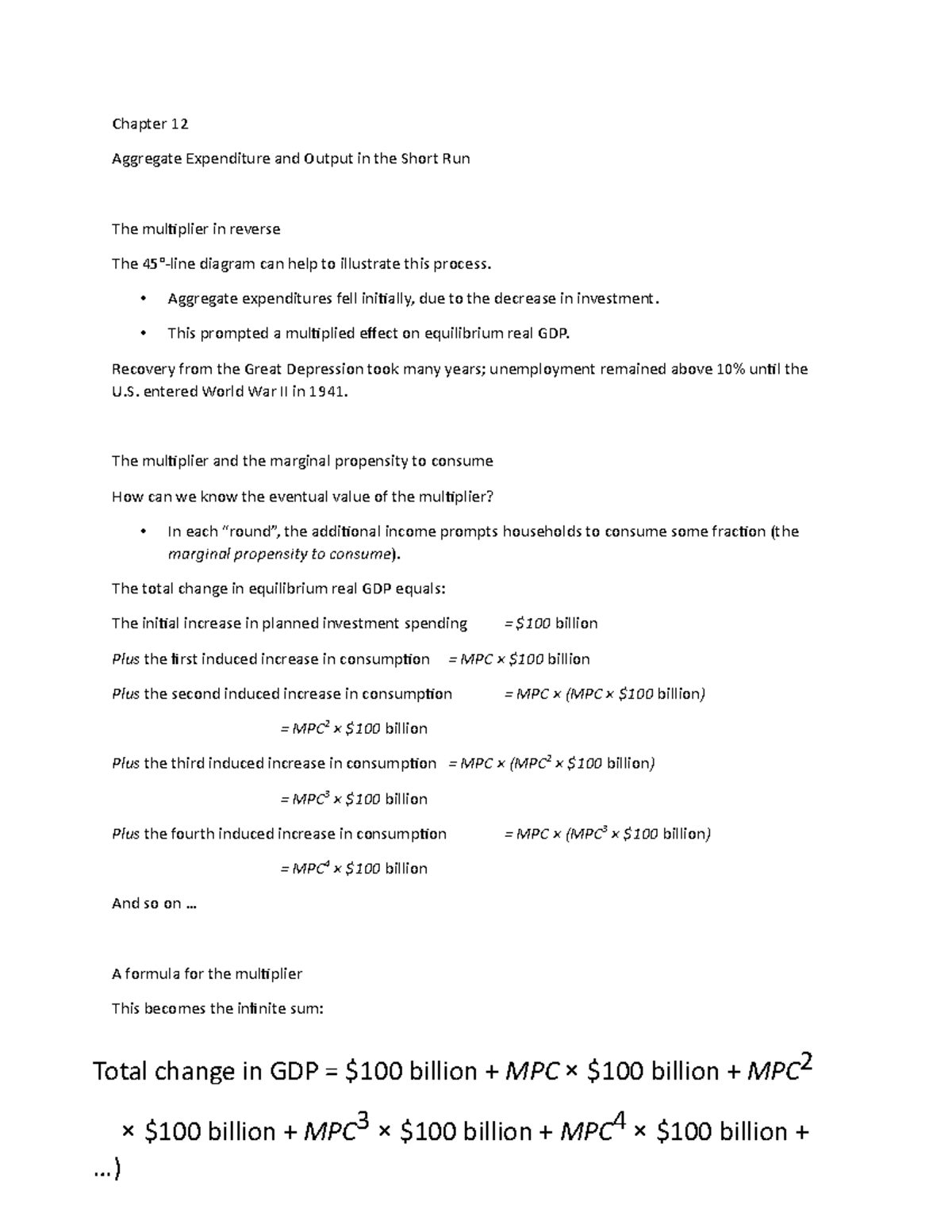 Chapter 12 Lecture Notes 8 - Chapter 12 Aggregate Expenditure and ...