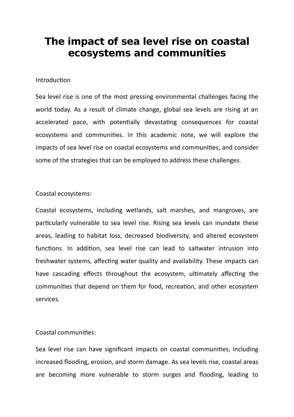 case study #1 keeping up with the sea level