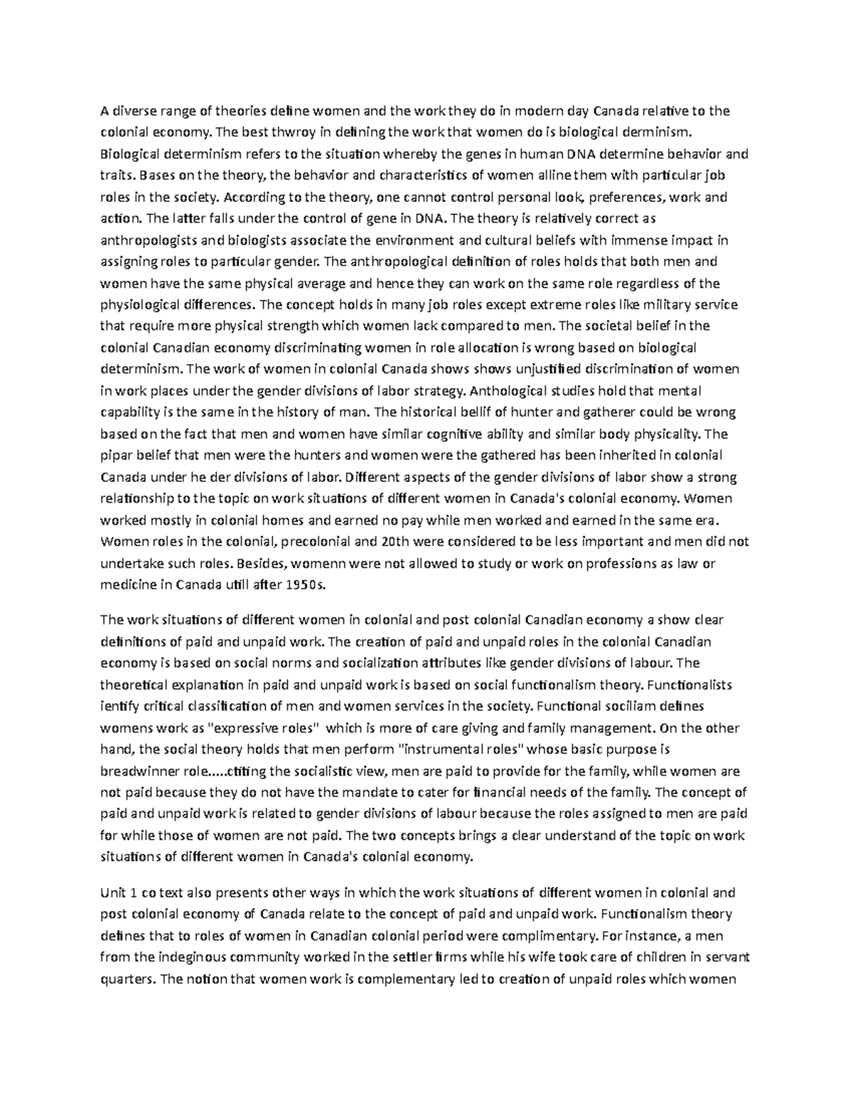 Women in canada - A diverse range of theories define women and the work ...