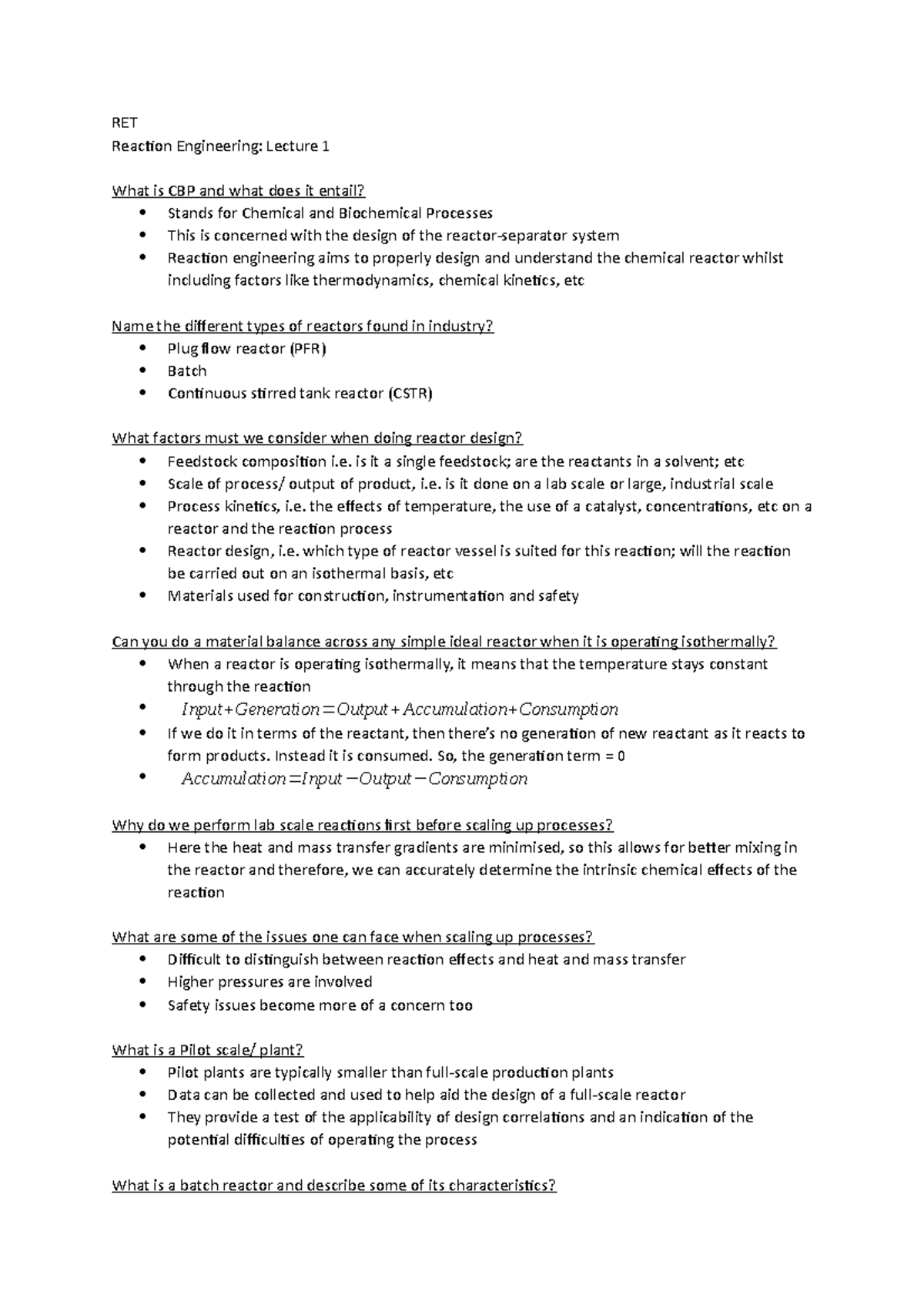 RET Reaction Kinetics - RET Reaction Engineering: Lecture 1 What is CBP ...
