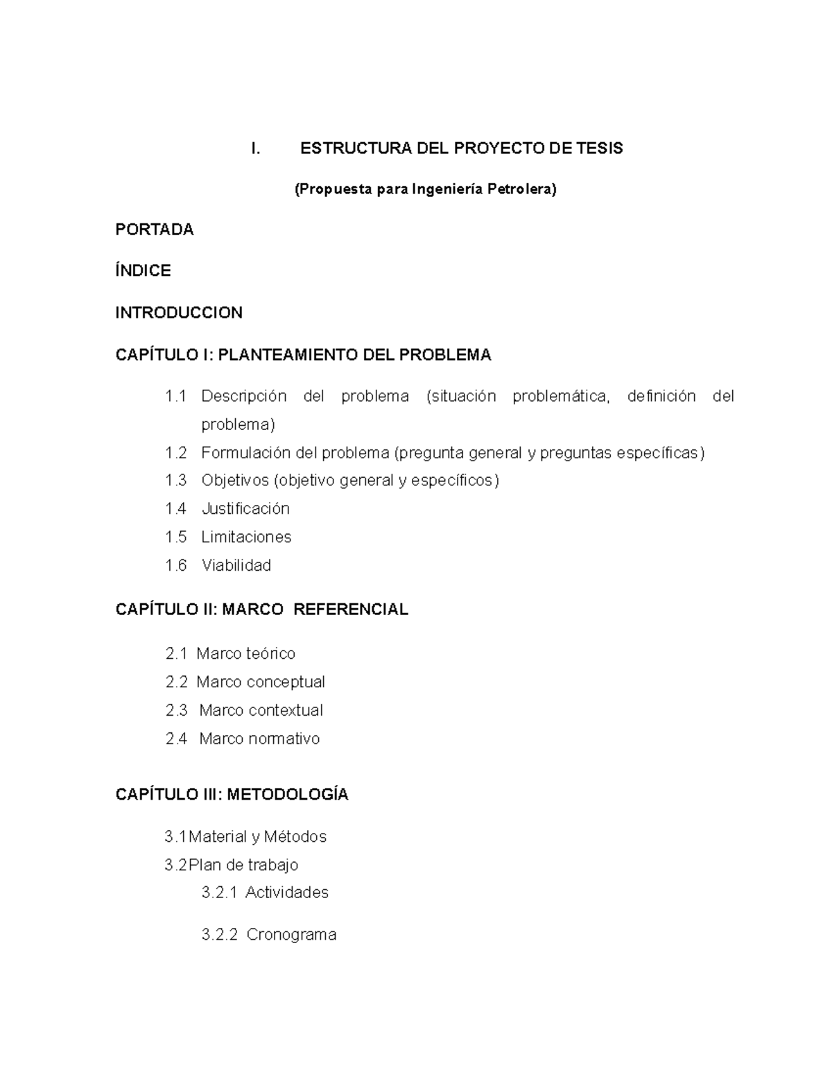 Estructura DEL Proyecto DE Tesis Propues - I. ESTRUCTURA DEL PROYECTO ...