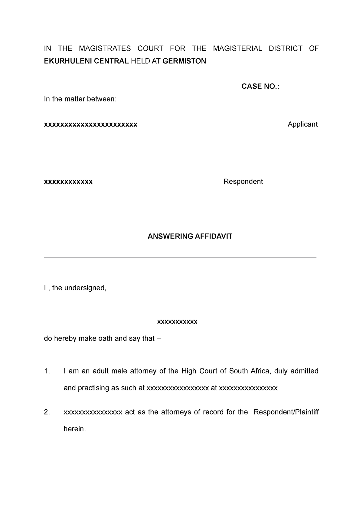 Affidavit in opposition of Rule 60A Stu Draft - IN THE MAGISTRATES ...