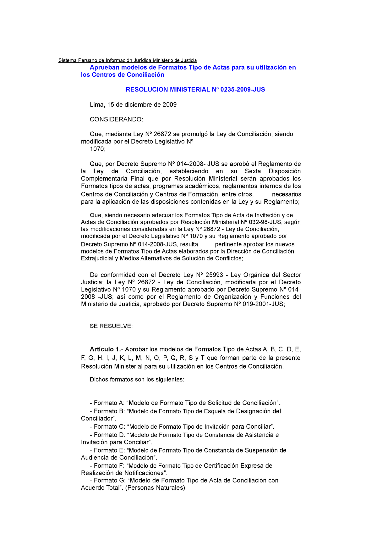 10 Formatos De Actas Aprobado Por Minjus Convertido Sistema Peruano De Información Jurídica 2297