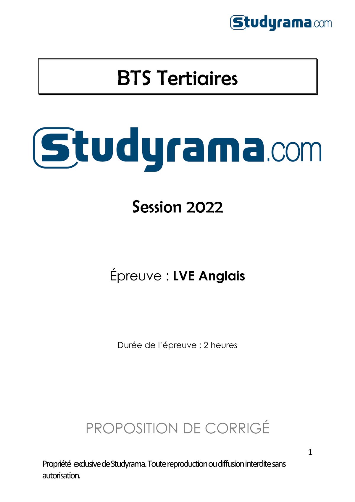 Corrige LVE Anglais BTS Tertiaires - 1 PropriÈtÈ Exclusive De Studyrama ...