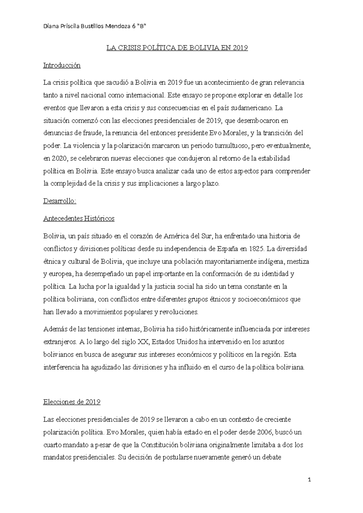 LA Crisis Política DE Bolivia EN 2019 - LA CRISIS POLÍTICA DE BOLIVIA ...