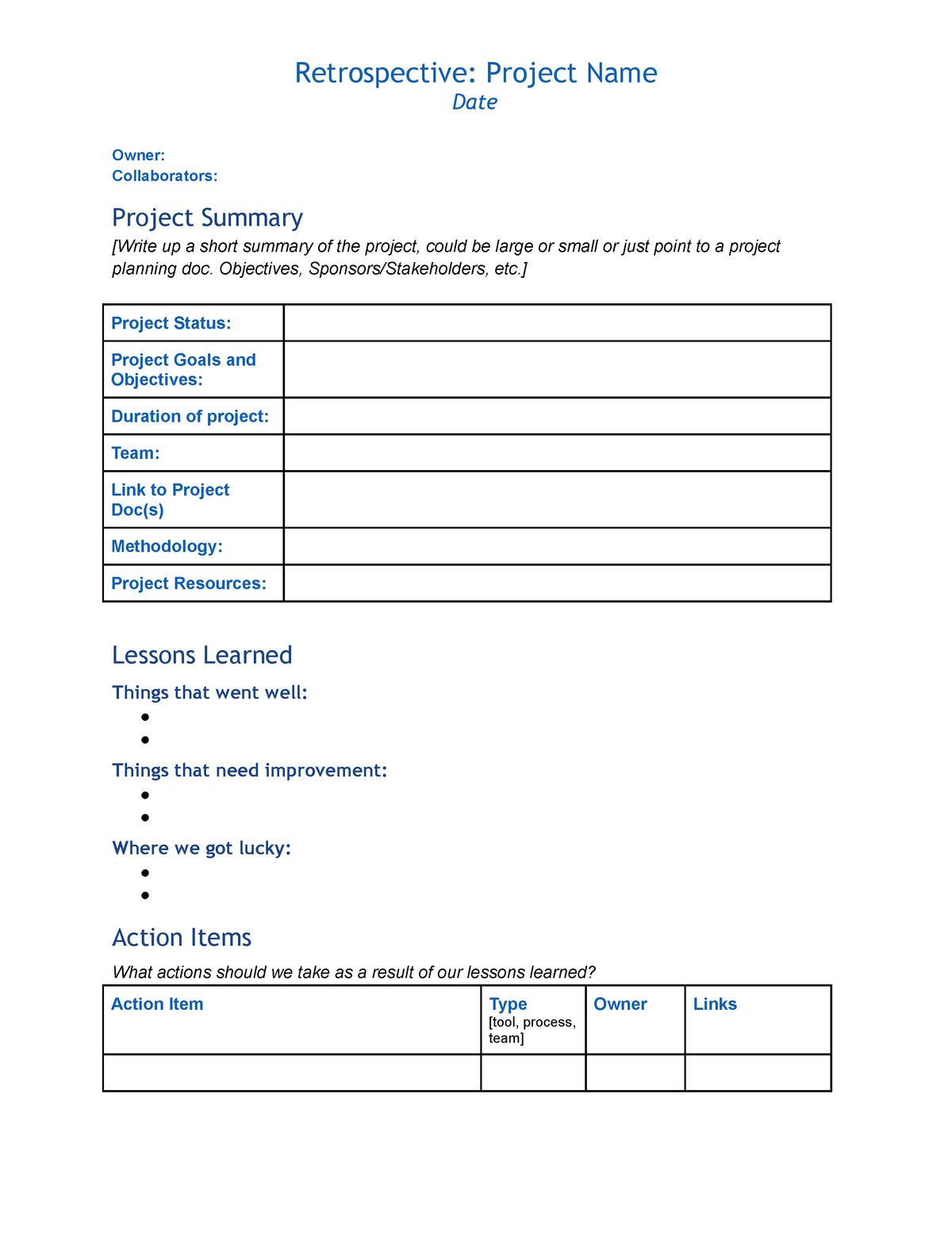 Google-Project-Management-Certificate -Retrospective-Template ...