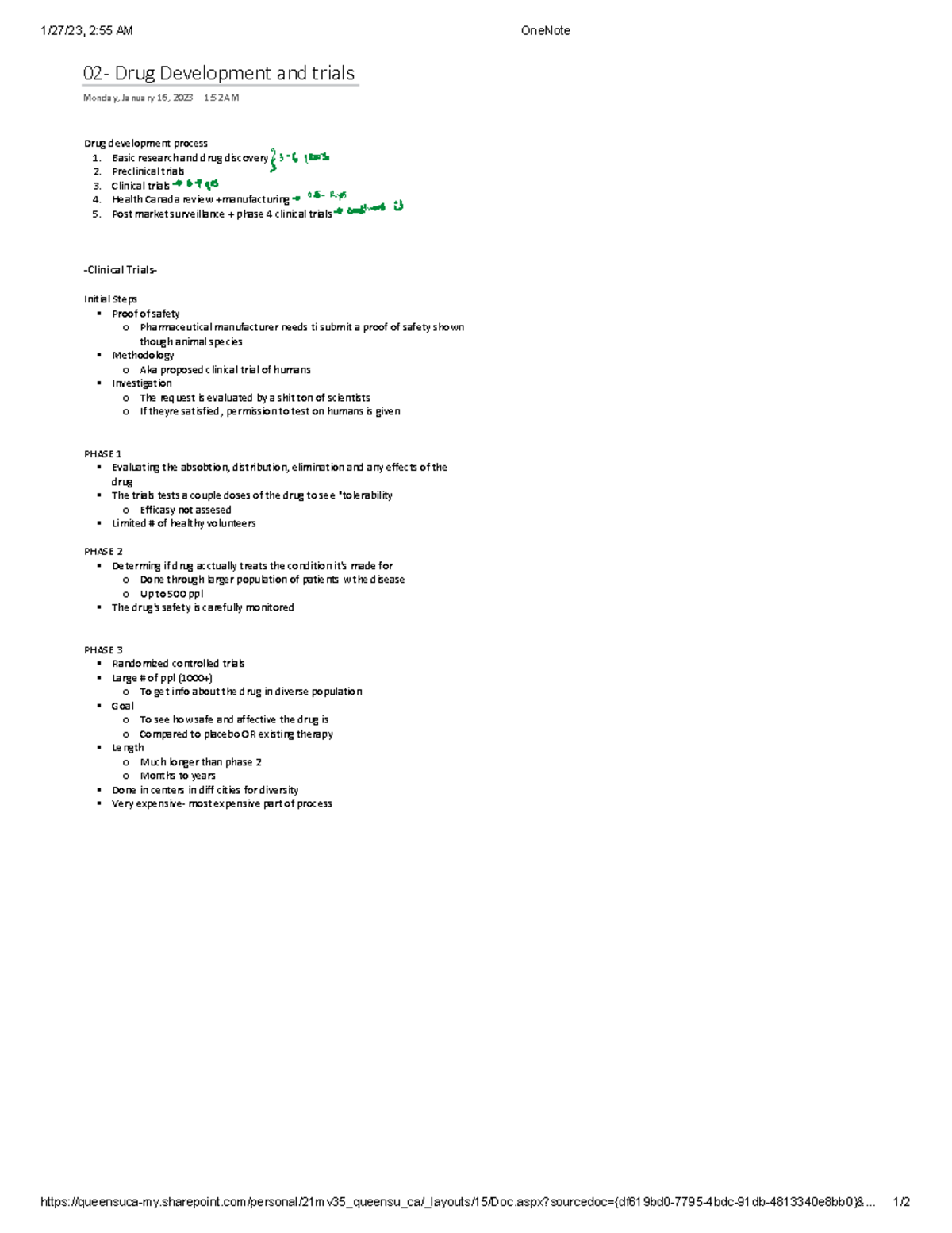 Pharm 1 - 1/27/23, 2:55 AM OneNote - Studocu