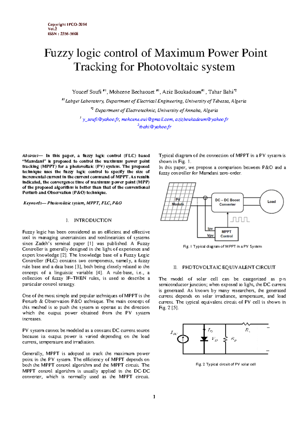 ID 155 - ID 155 - Fuzzy logic control of Maximum Power Point Tracking ...