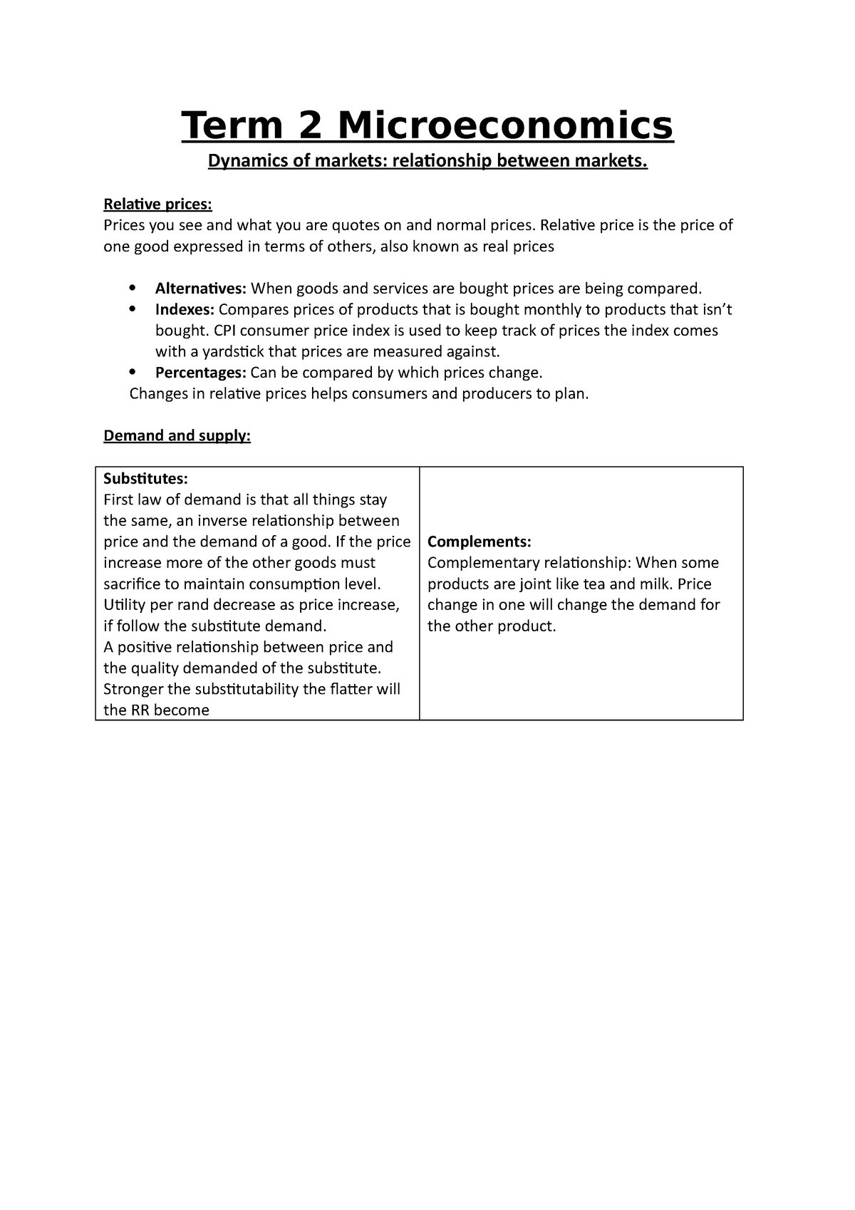 dynamics of markets grade 10 essay