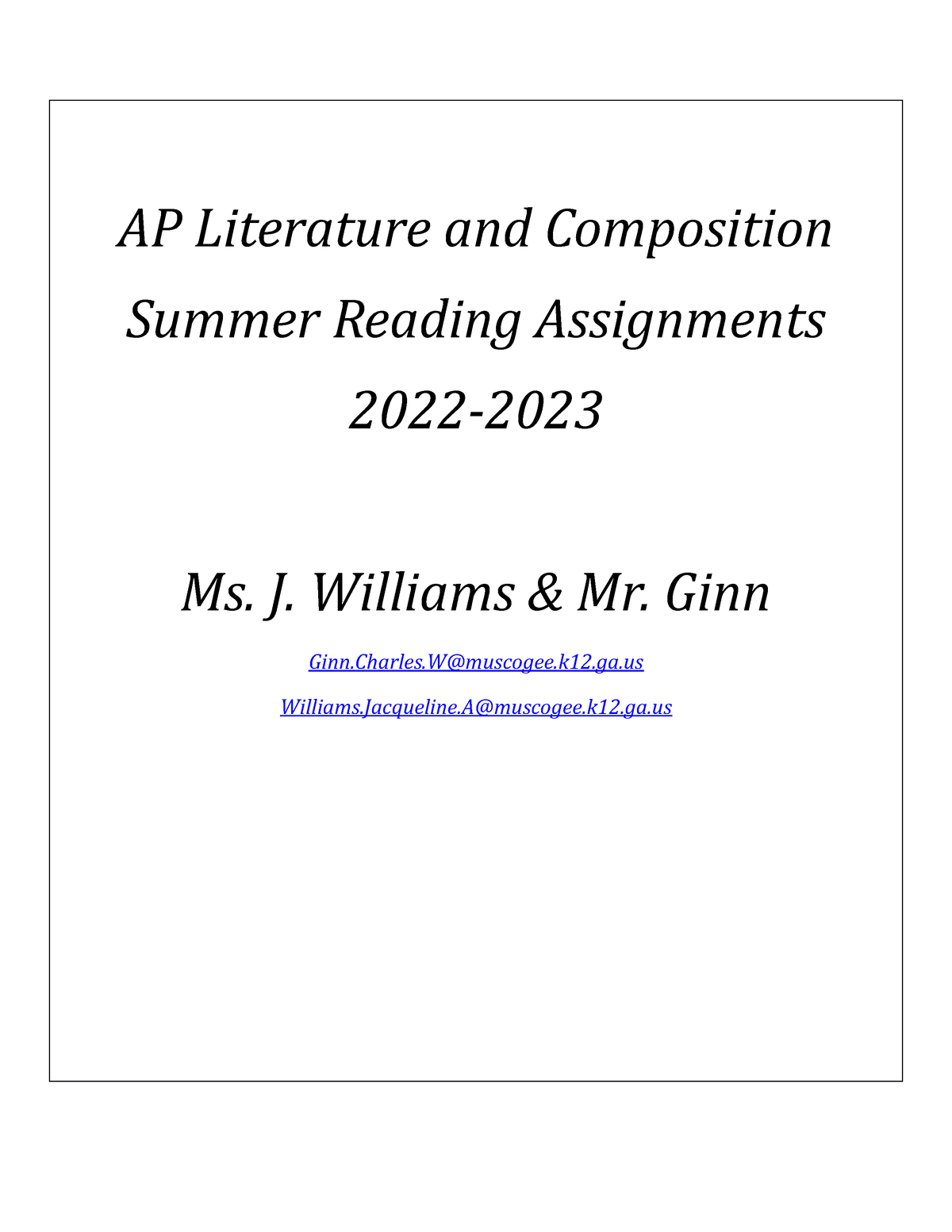 APLit Very good answer key AP Literature and Composition Summer