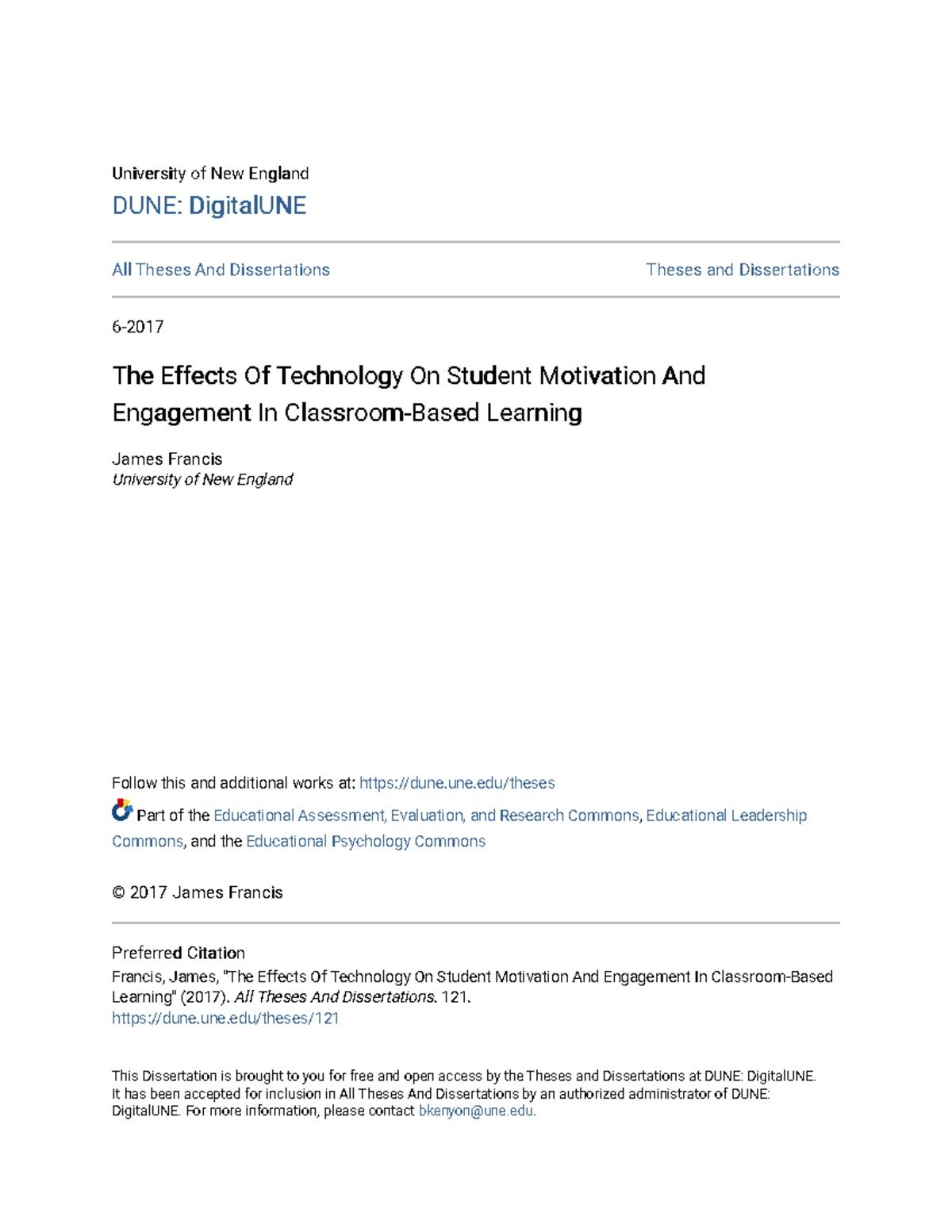 The Effects Of Technology On Student Motivation And Engagement In - une ...