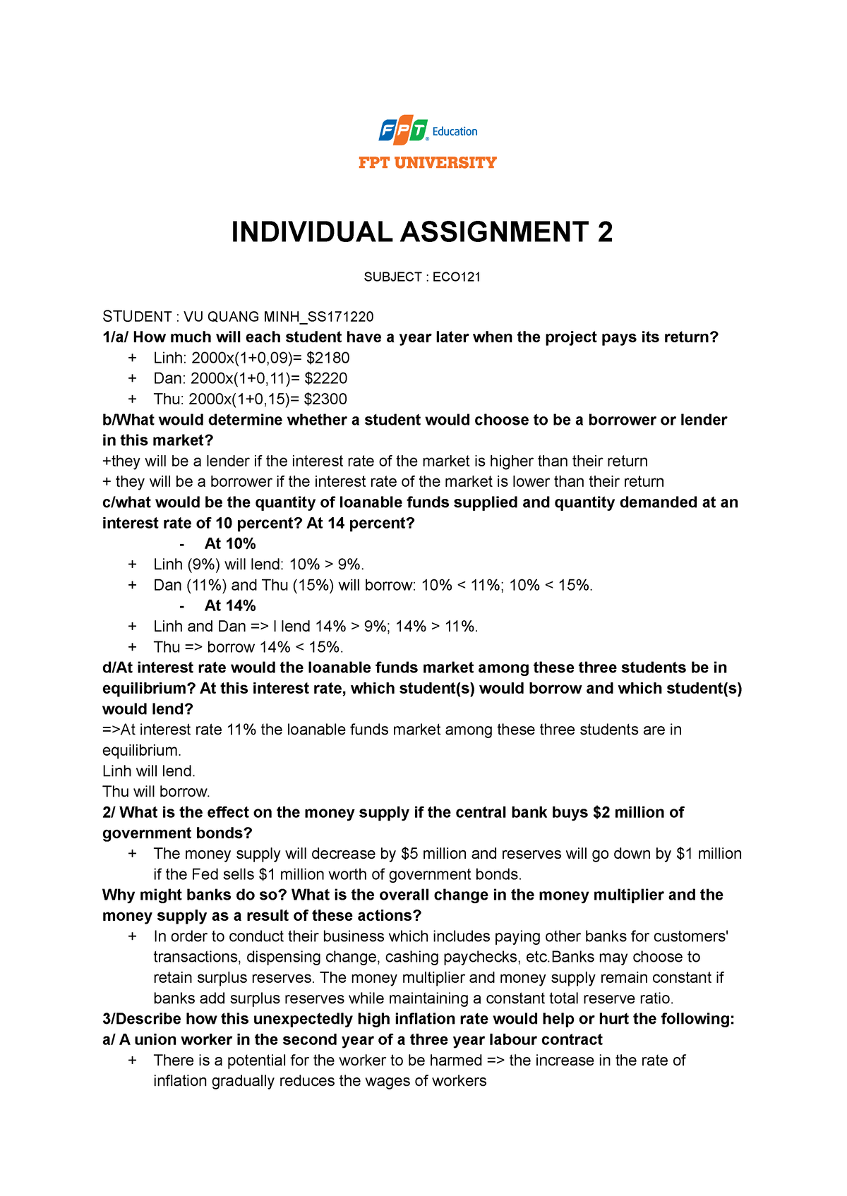 Individual Assignment 2 ECO121 SS171220 - INDIVIDUAL ASSIGNMENT 2 ...