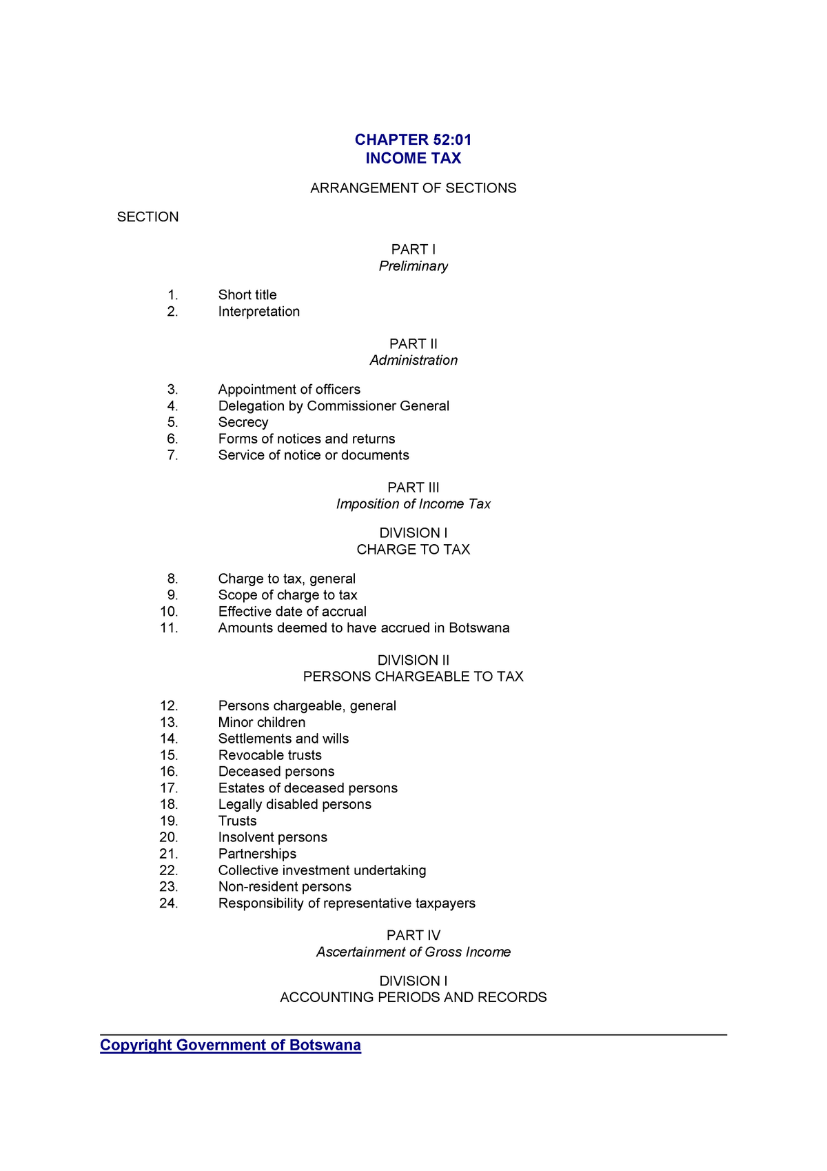 CAP 52-01 Income Tax Act - CHAPTER 52:01 INCOME TAX ARRANGEMENT OF ...