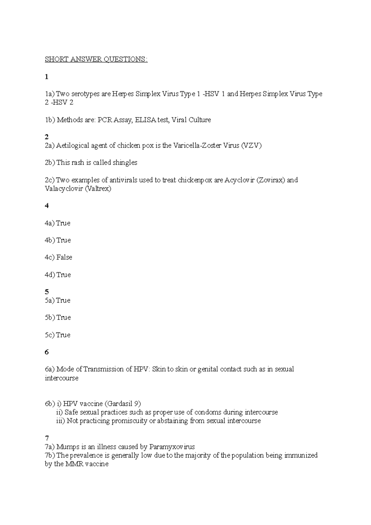 Microbiology Guide on Virology SHORT ANSWER QUESTIONS 1 1a) Two