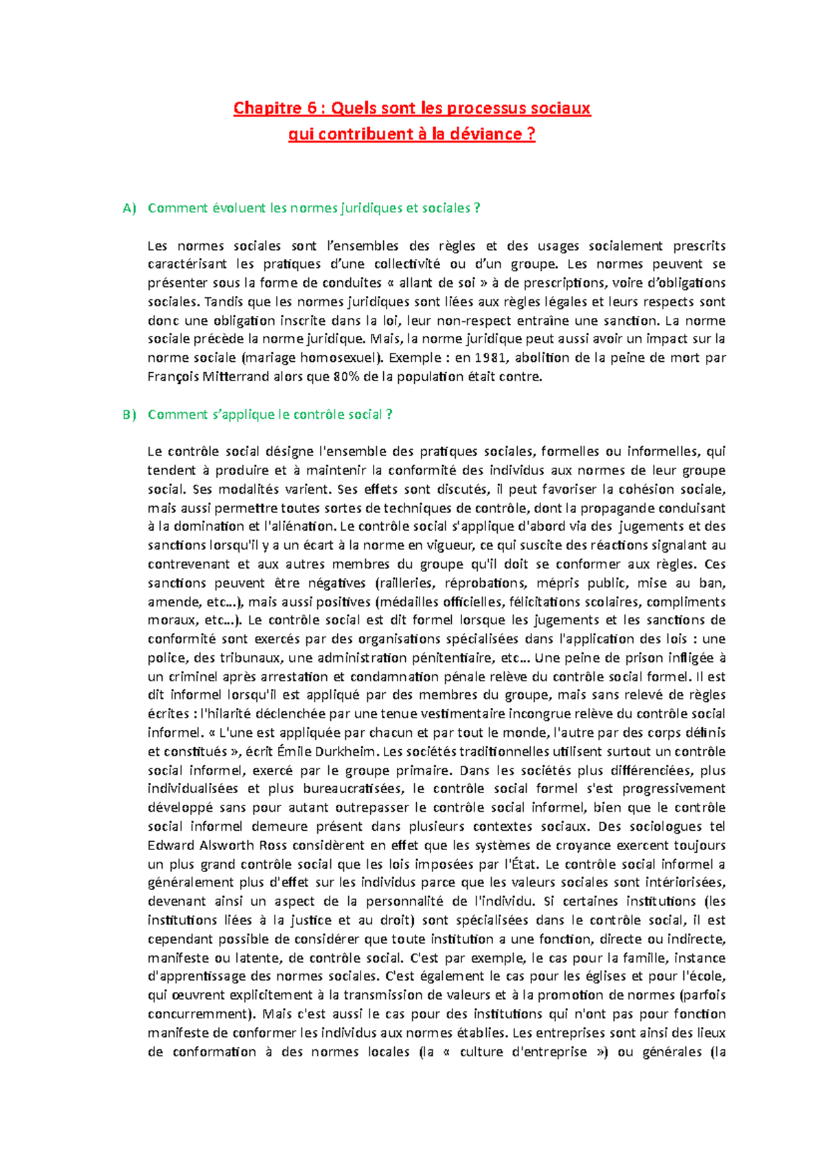 Quels Sont Les Processus Sociaux Qui Contribuent à La Déviance Processus sociaux qui contribuent à la déviance - Chapitre 6 : Quels