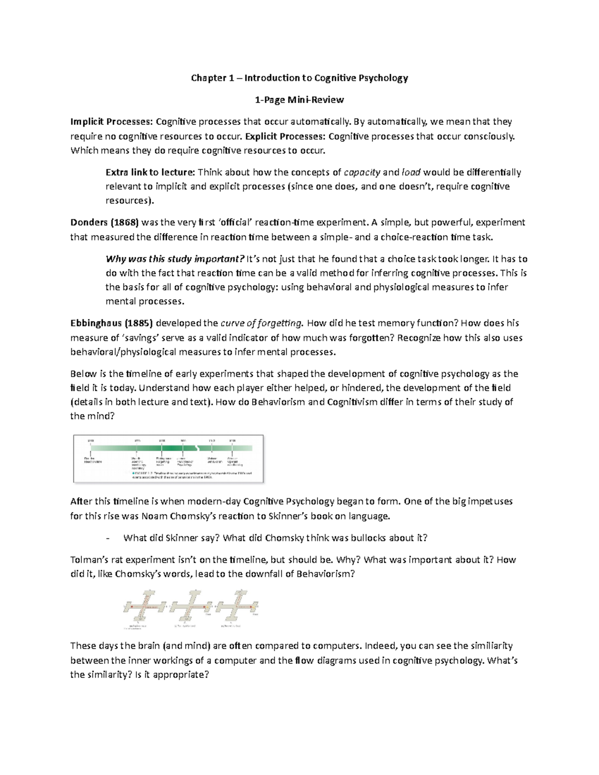 Review Class 1 - Introduction to Cognitive Psychology - Chapter 1 ...