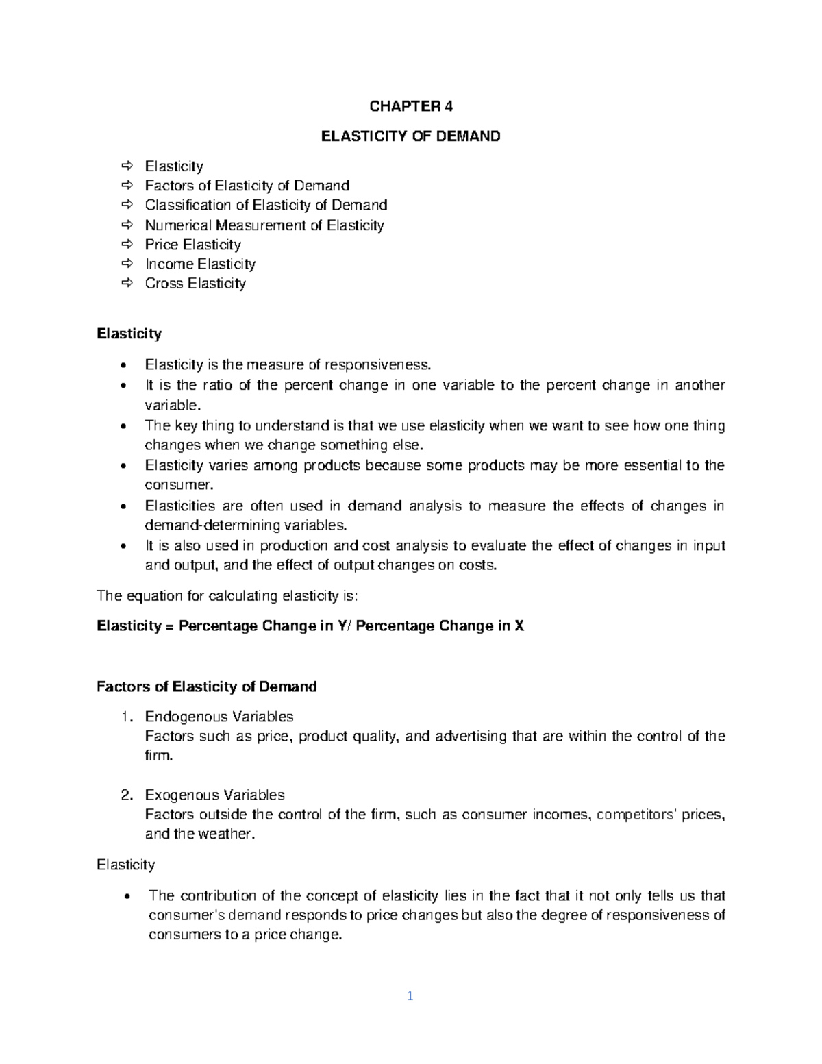 Chapter 4 - Elasticity of Demand - CHAPTER 4 ELASTICITY OF DEMAND ...