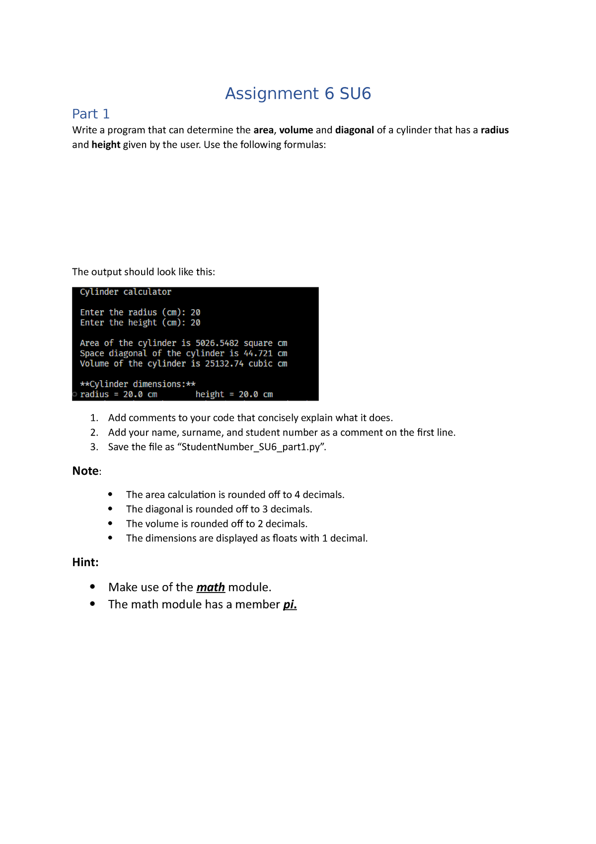 python assignment 6