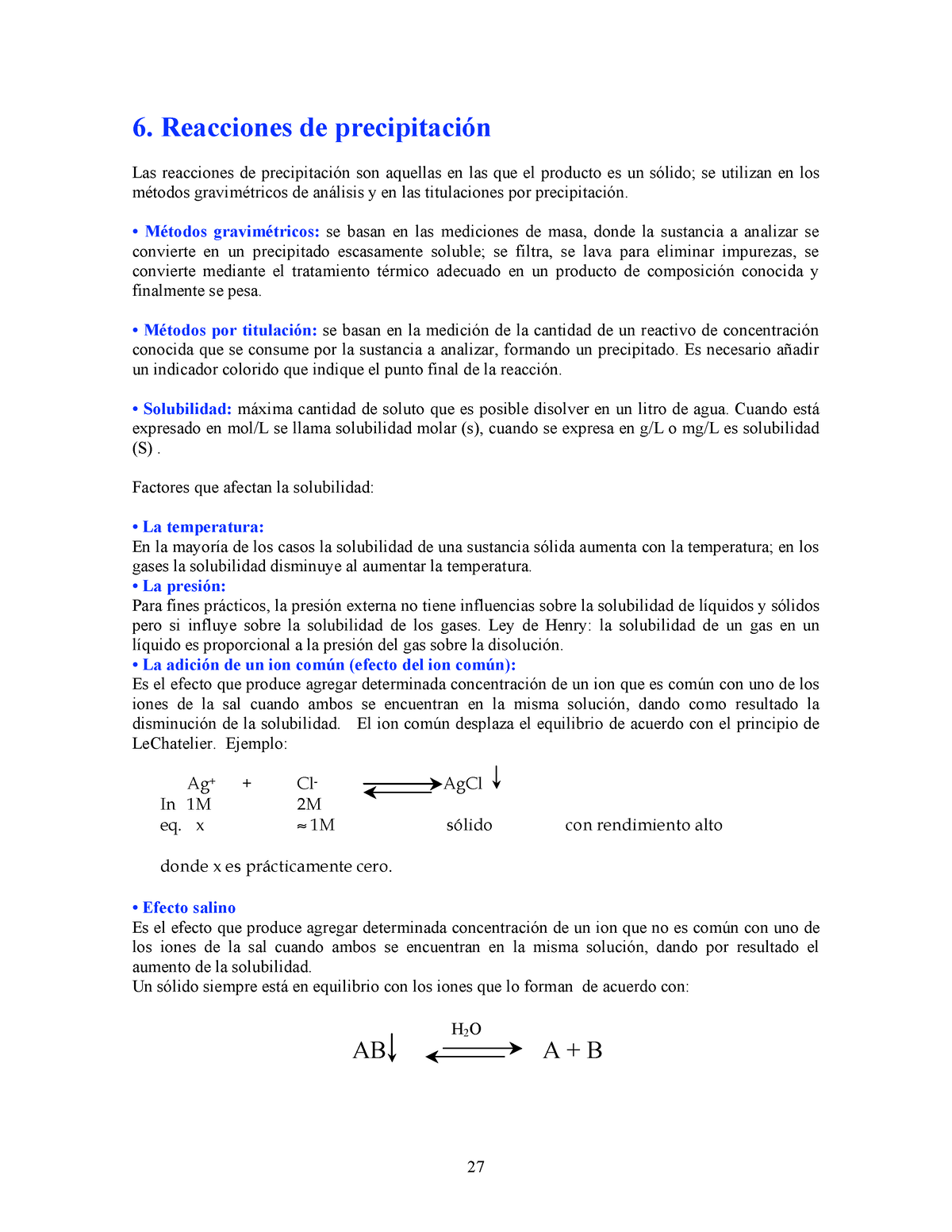 Reacciones De Precipitacion Con Problemas Resultos - 6. Reacciones De Precipitación Las ...