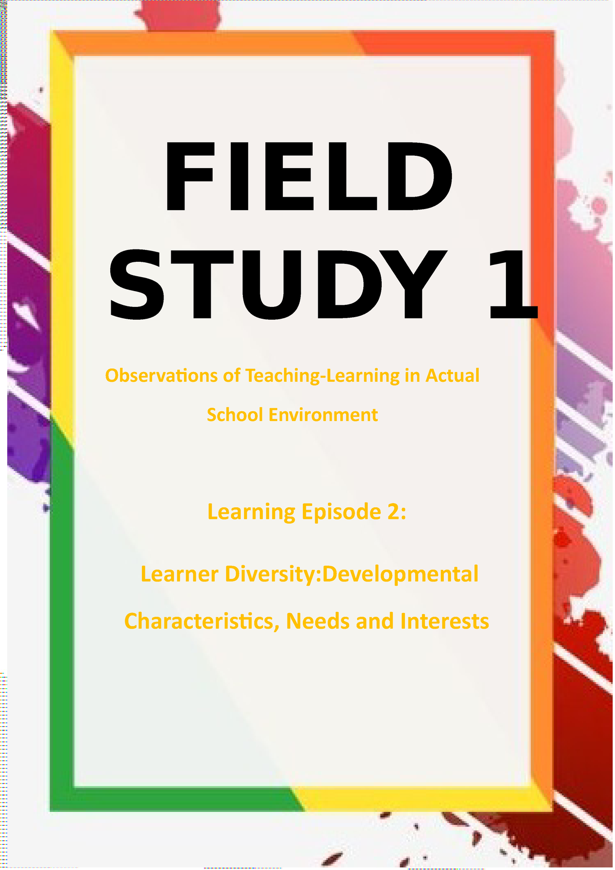 essay about field study 1