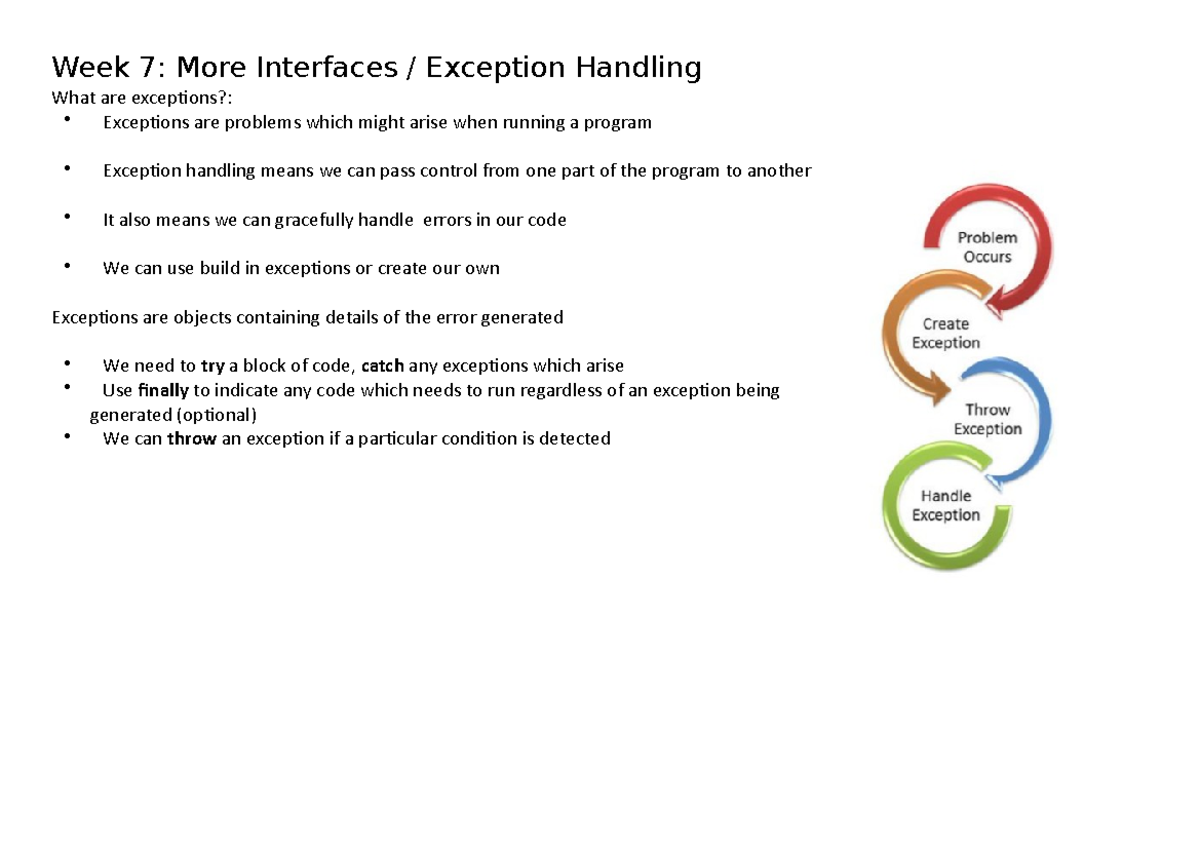 OOP A Week 7 More interfaces and Exception handling - Week 7: More ...