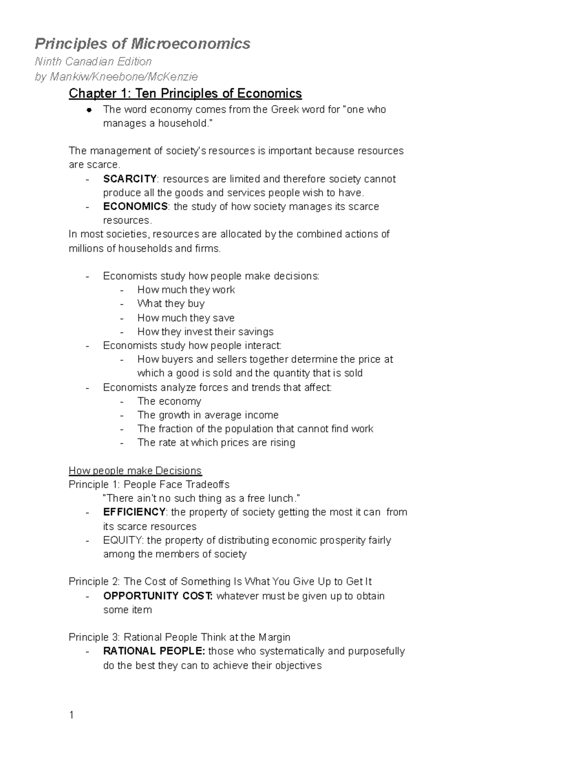Chapter 1 Ten principles of Economics - Principles of Microeconomics ...
