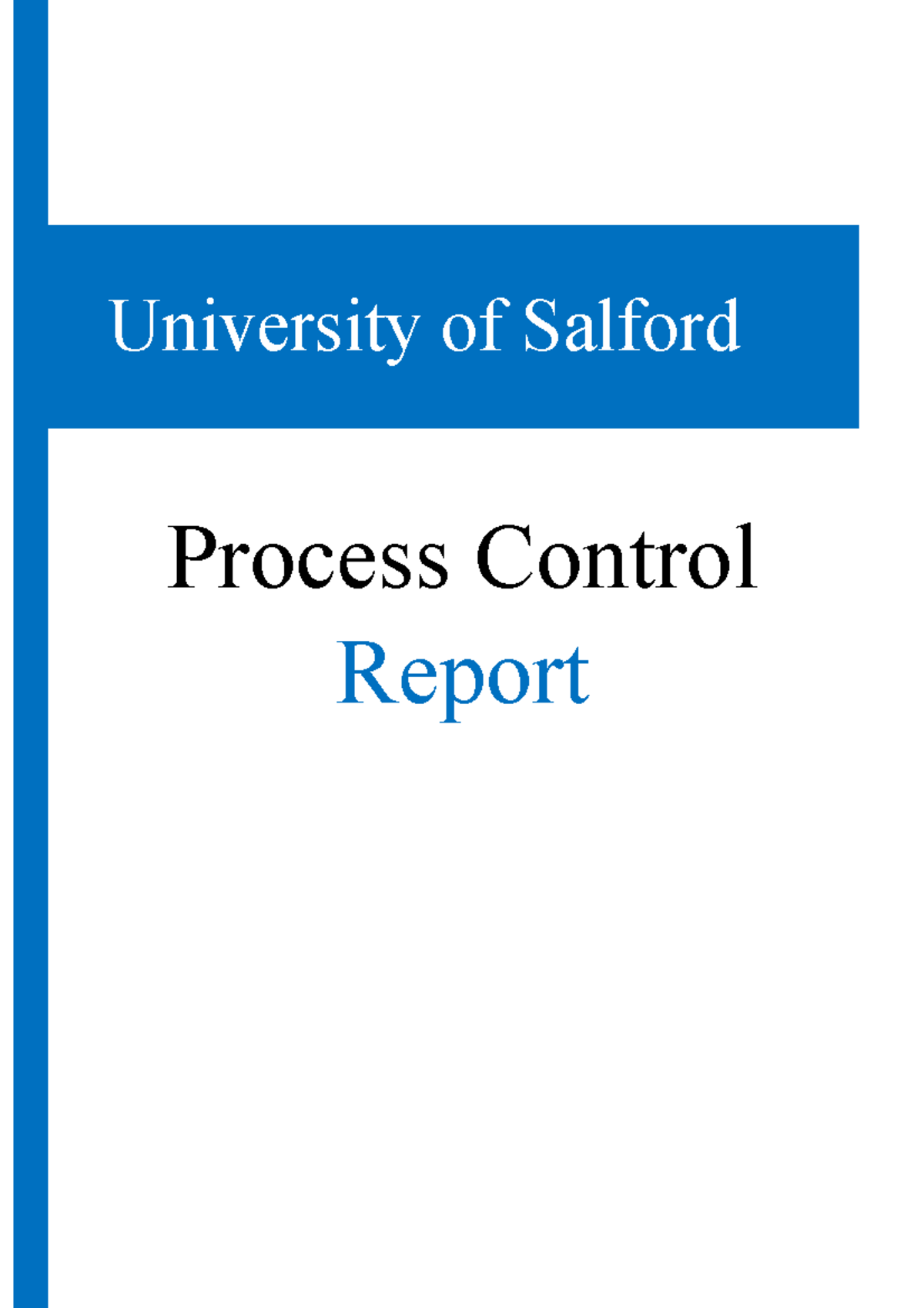Process Control Report S2 1 - University of Salford Process Control ...