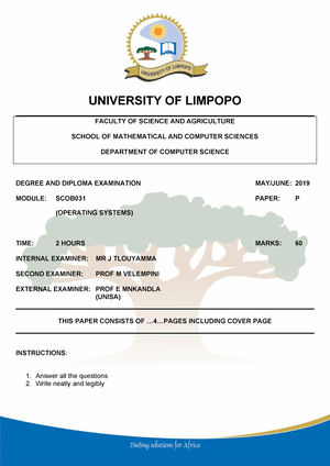 SCOB031 Papers - UNIVERSITY OF LIMPOPO MEMORANDUM SUPPLEMENTARY ...