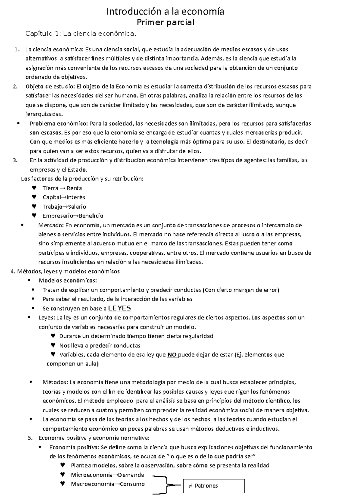 Introducción A La Economia (Parcial 1) - Primer Parcial Capítulo 1: La ...