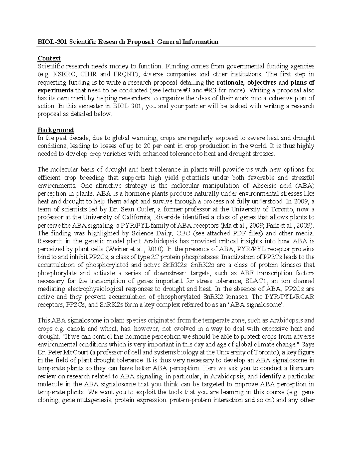 research proposal biological science