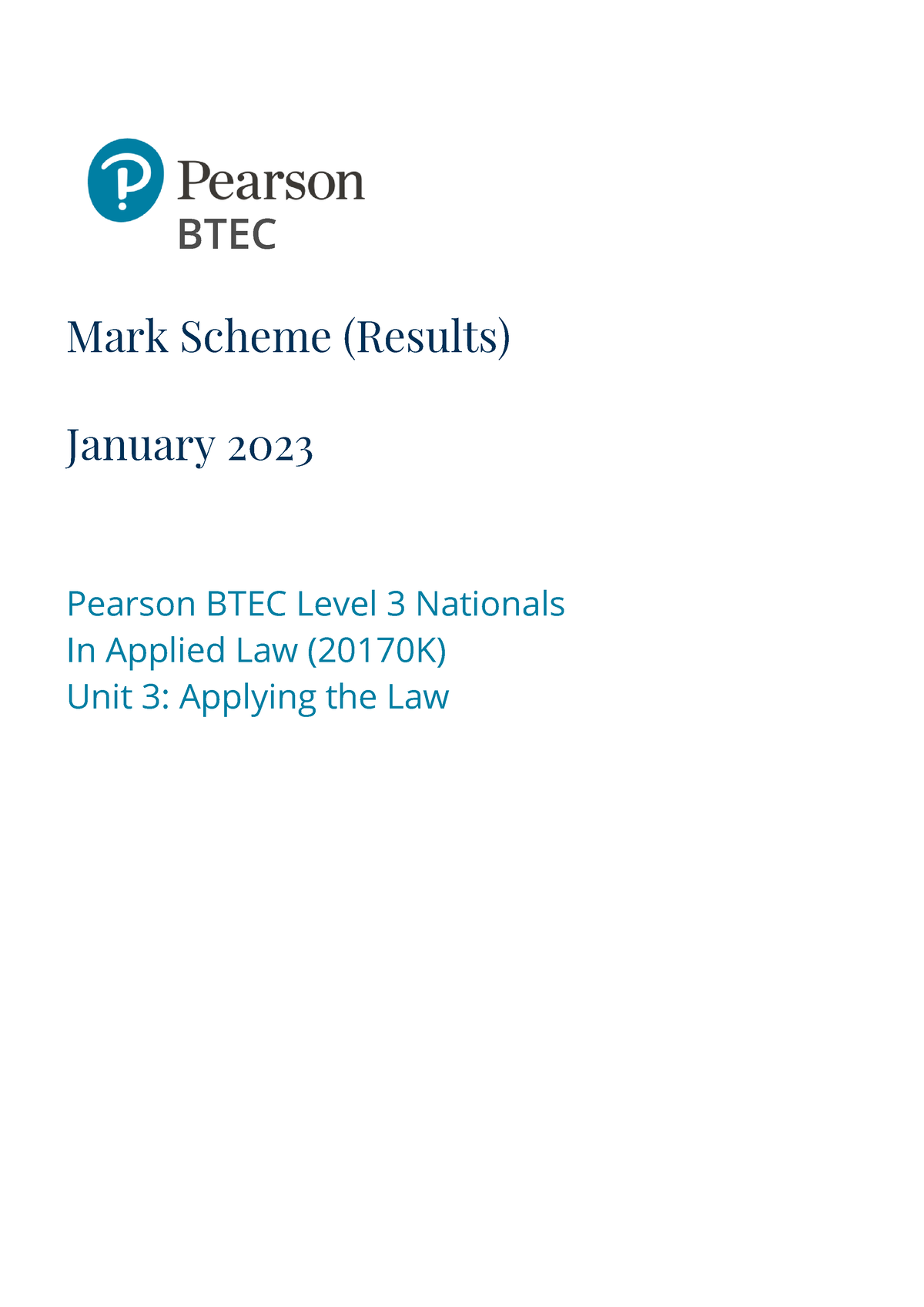 Unit 3 Mark Scheme Jan 2023 - Mark Scheme (Results) January 2023 ...