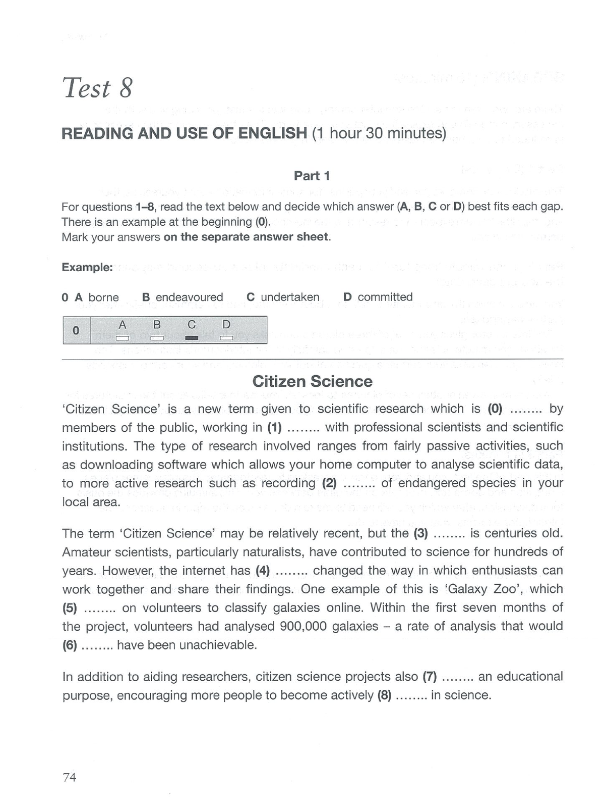 EXERCISE 8 FCE B2 - Test 8 READING AND USE OF ENGLISH (1 Hour 30 ...