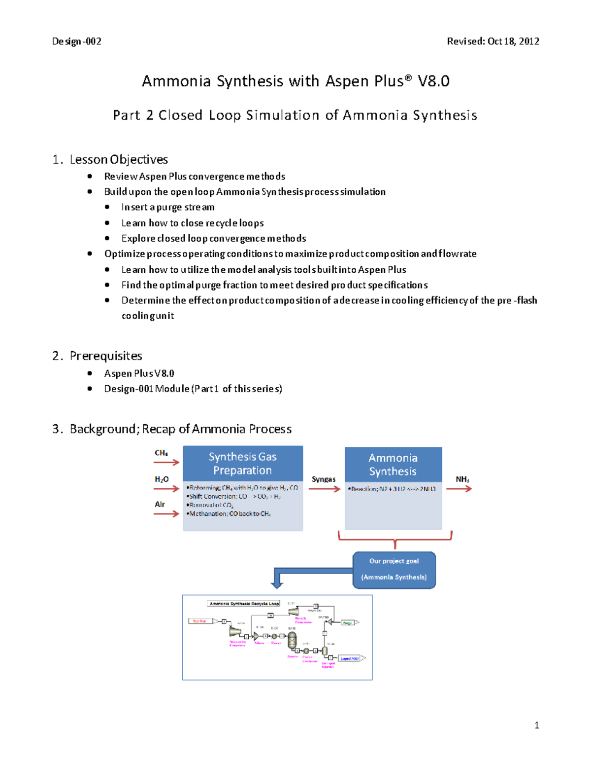 Ammonia Production- Recycle Tutorial Using Aspen Plus - Ammonia ...