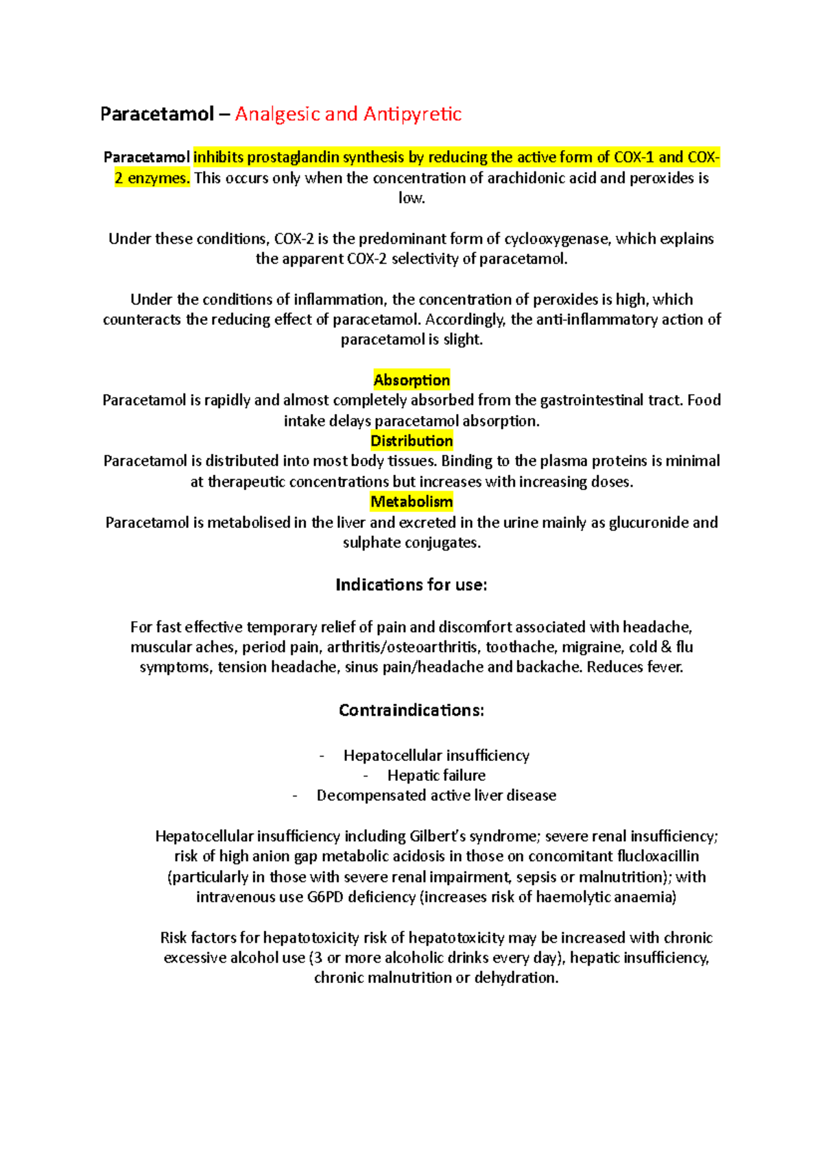 Paracetamol information sheet Fundamentals of Nursing Care Victoria