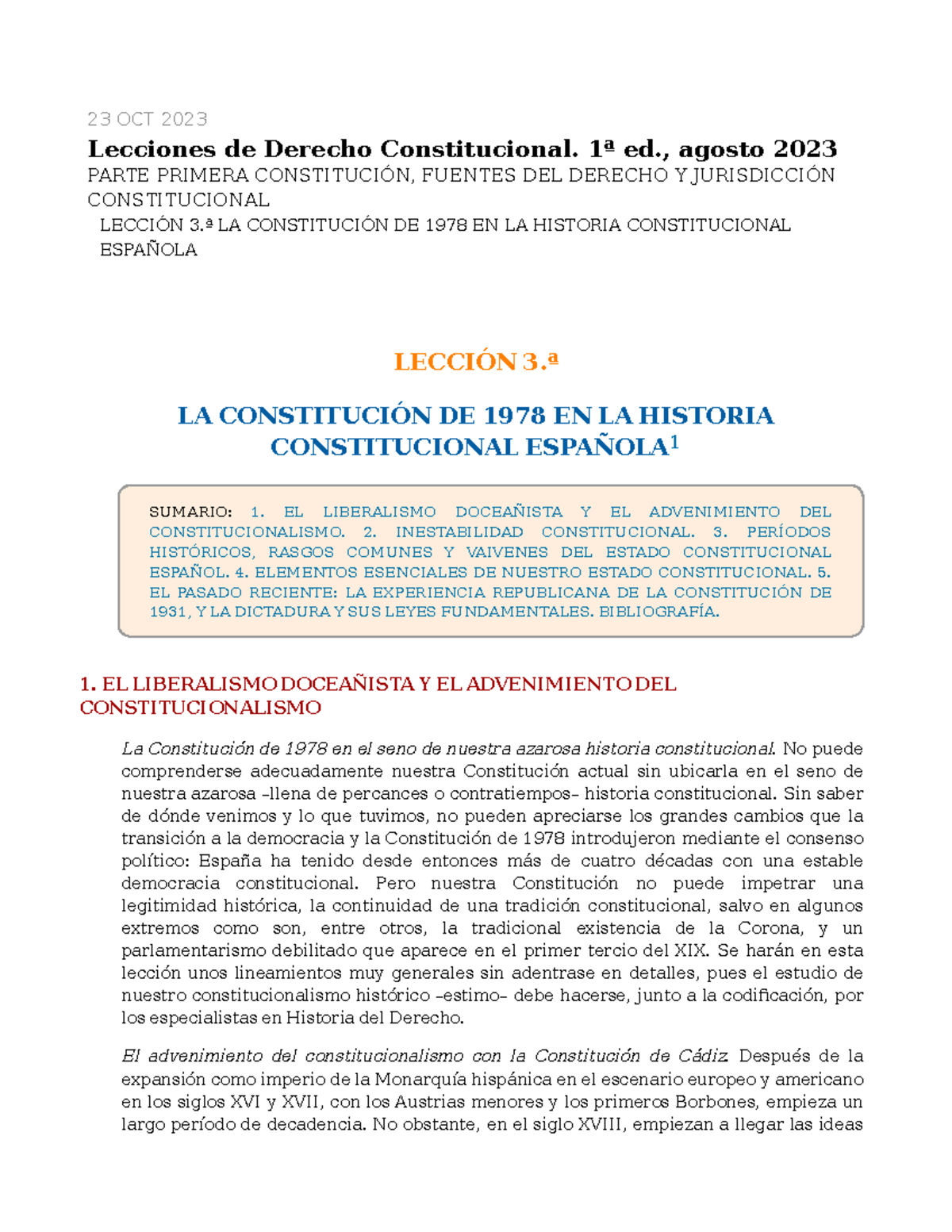 Tema 3 Del Libro De Javier Garcia Roca - 23 OCT 2023 Lecciones De ...