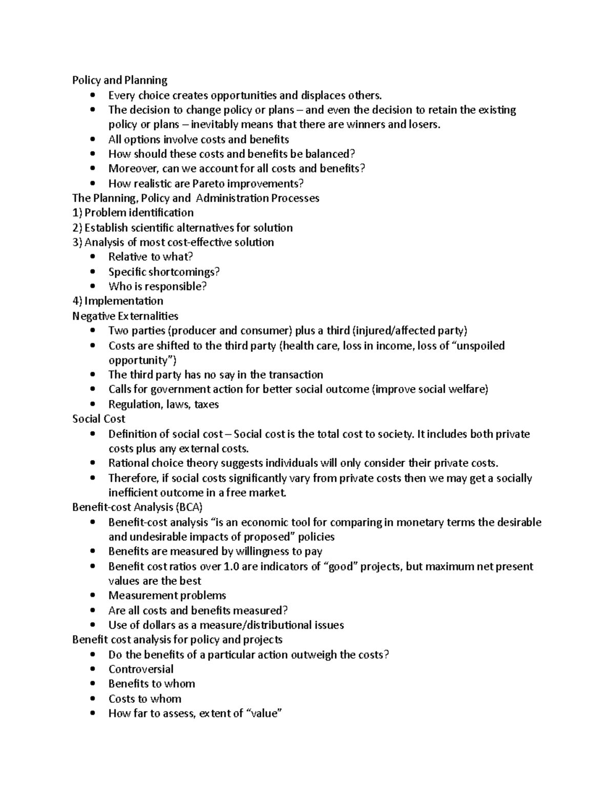 Module VII Notes APEC - Policy and Planning Every choice creates ...