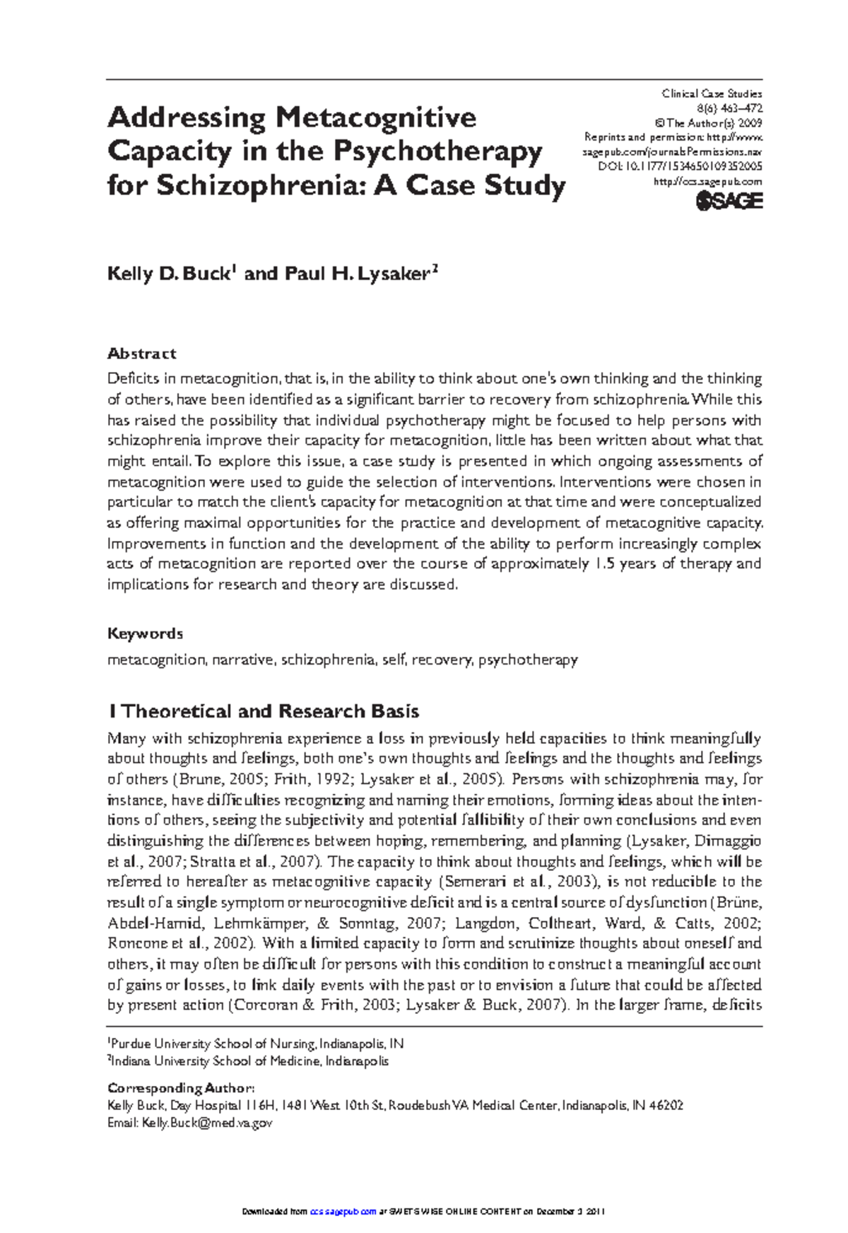 schizophrenia case study psychology