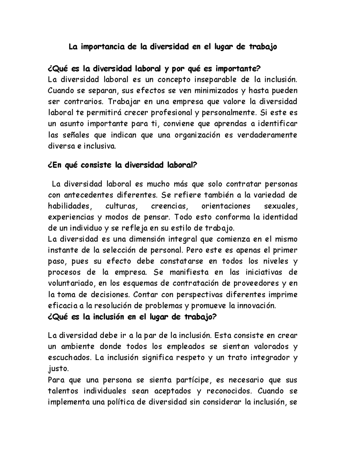La importancia de la diversidad en el lugar de trabajo - Cuando se ...