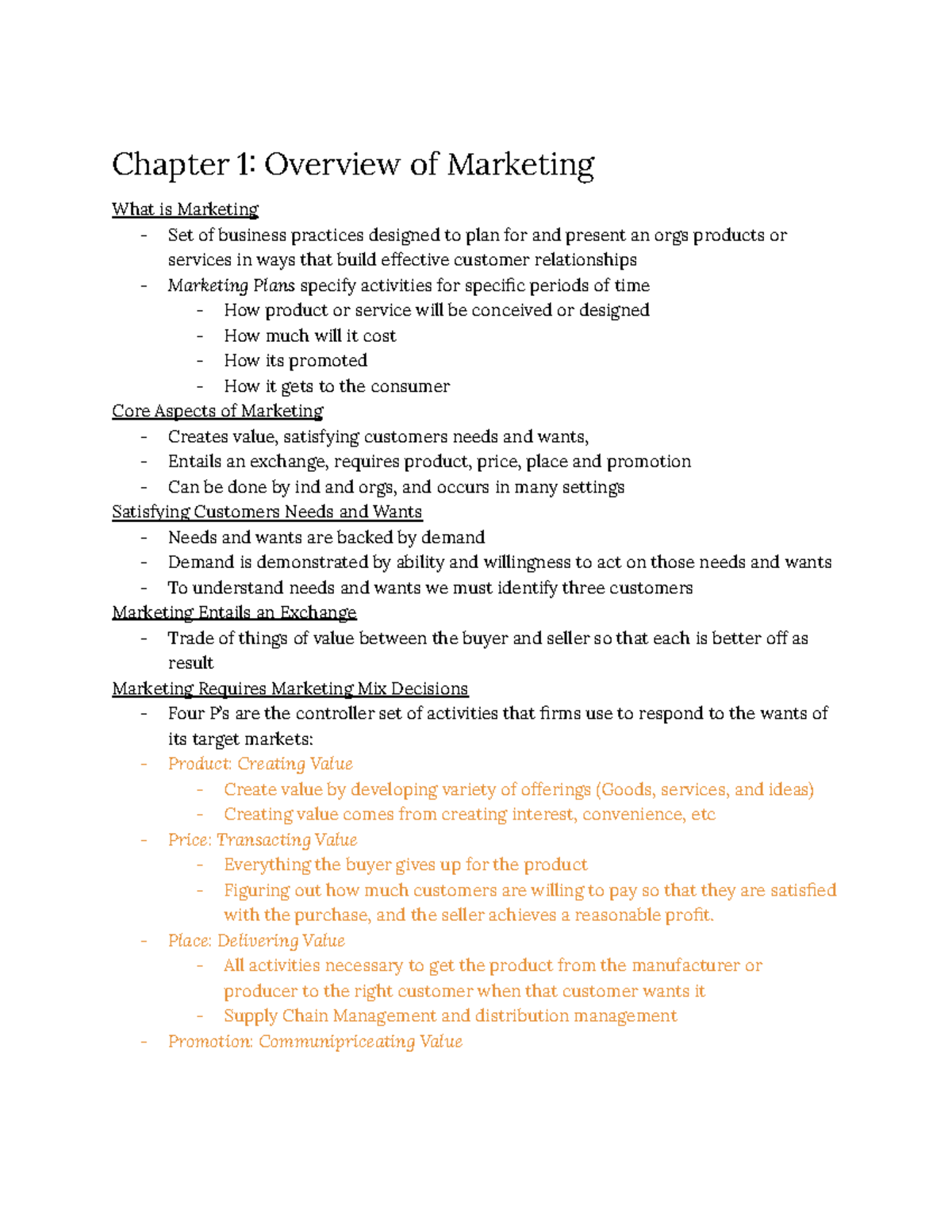 Introductory Marketing Chapter 1-17 - Chapter 1 Overview Of Marketing ...