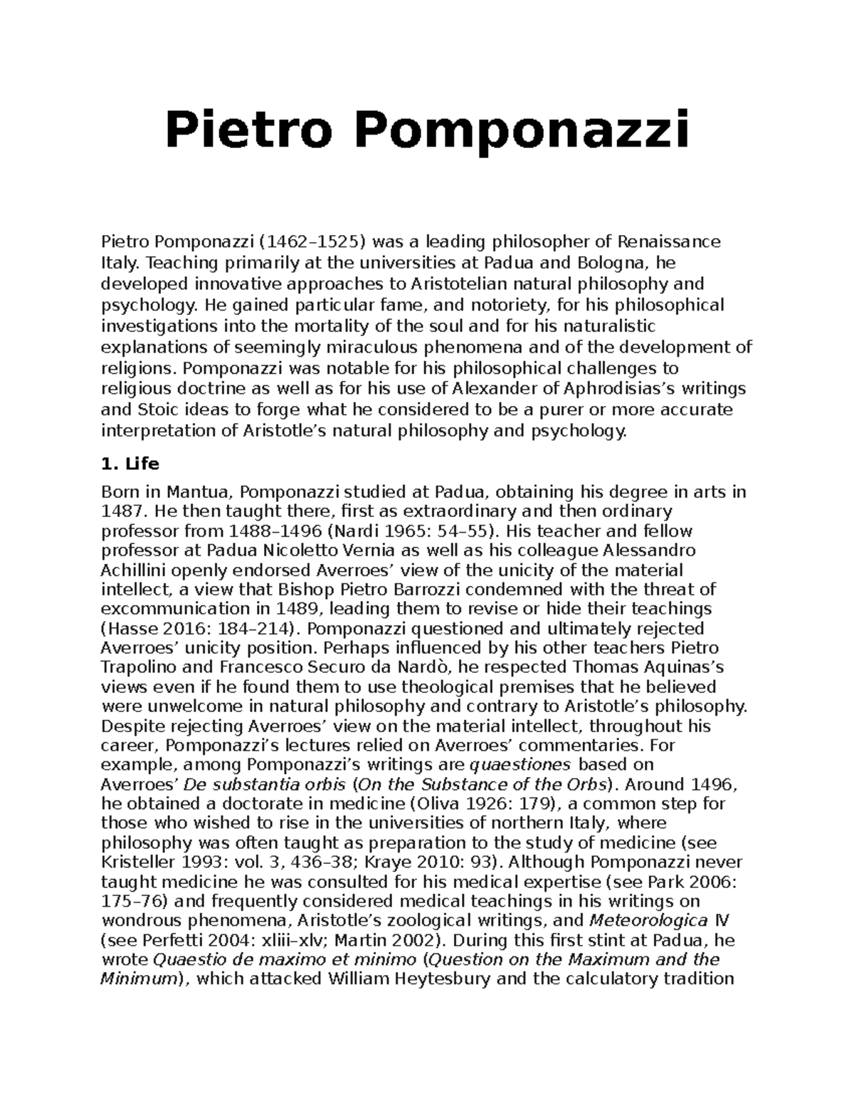 Lecture Pietro Pomponazzi Pietro Pomponazzi Pietro Pomponazzi (1462