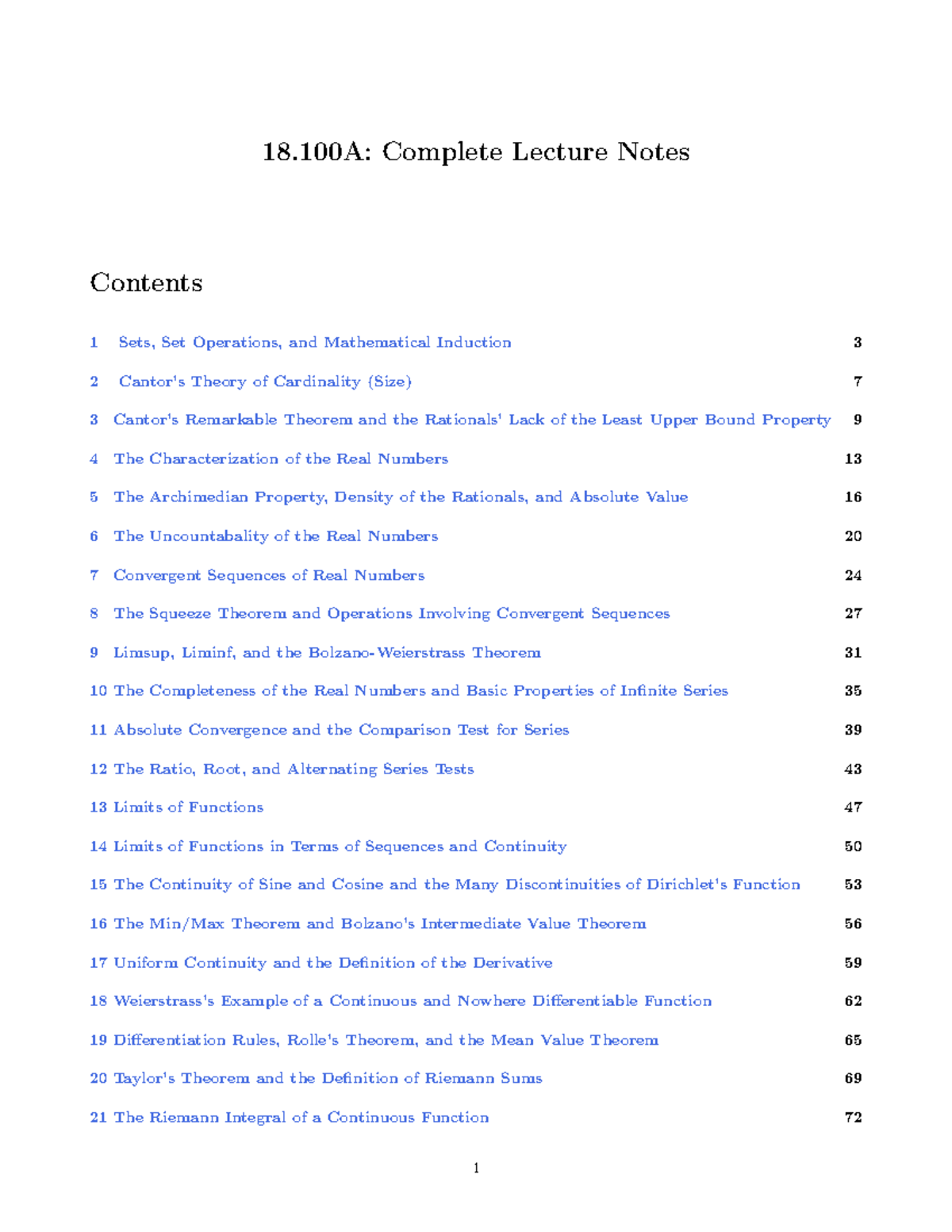 Real Analysis - pure mathematics - 18: Complete Lecture Notes 1 Sets ...