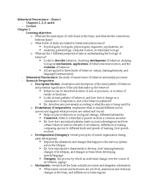 Behavioral Neuroscience Notes-Pysch 360 - Chapter 1: Behavioral ...