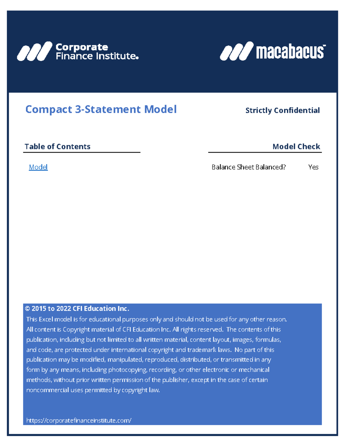 3-Statement Compact (Complete) - Compact 3-Statement Model Strictly ...