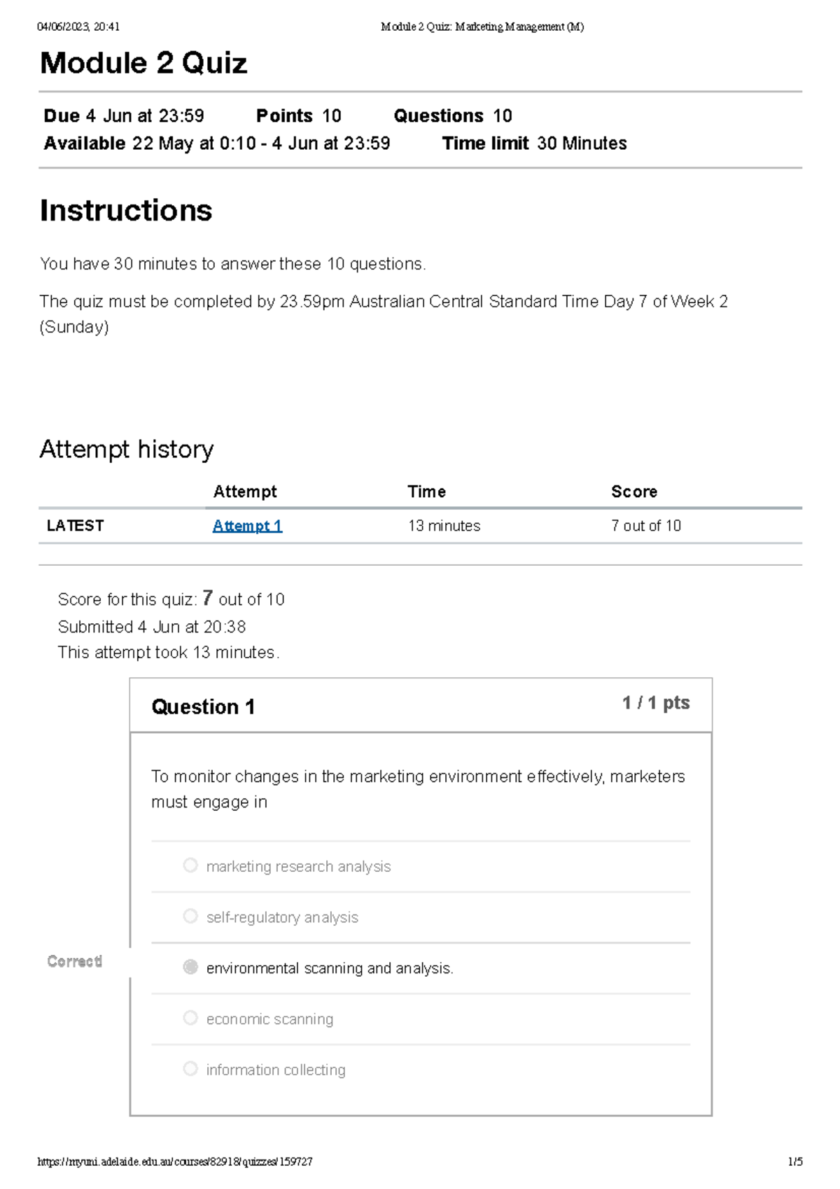 Module 2 Quiz Module 2 Quiz Due 4 Jun at 2359 Points 10 Questions 10