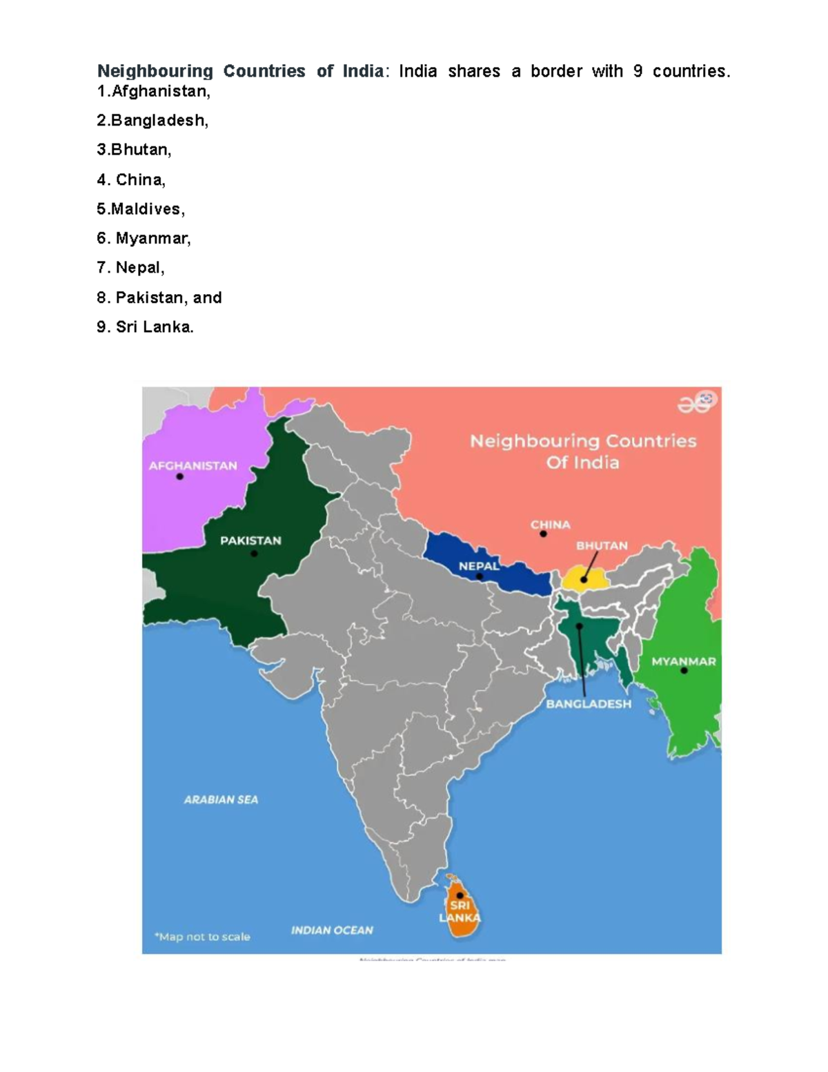 Neighbouring Countries of India - Social science - 1, 2, 3, 4. China, 5 ...