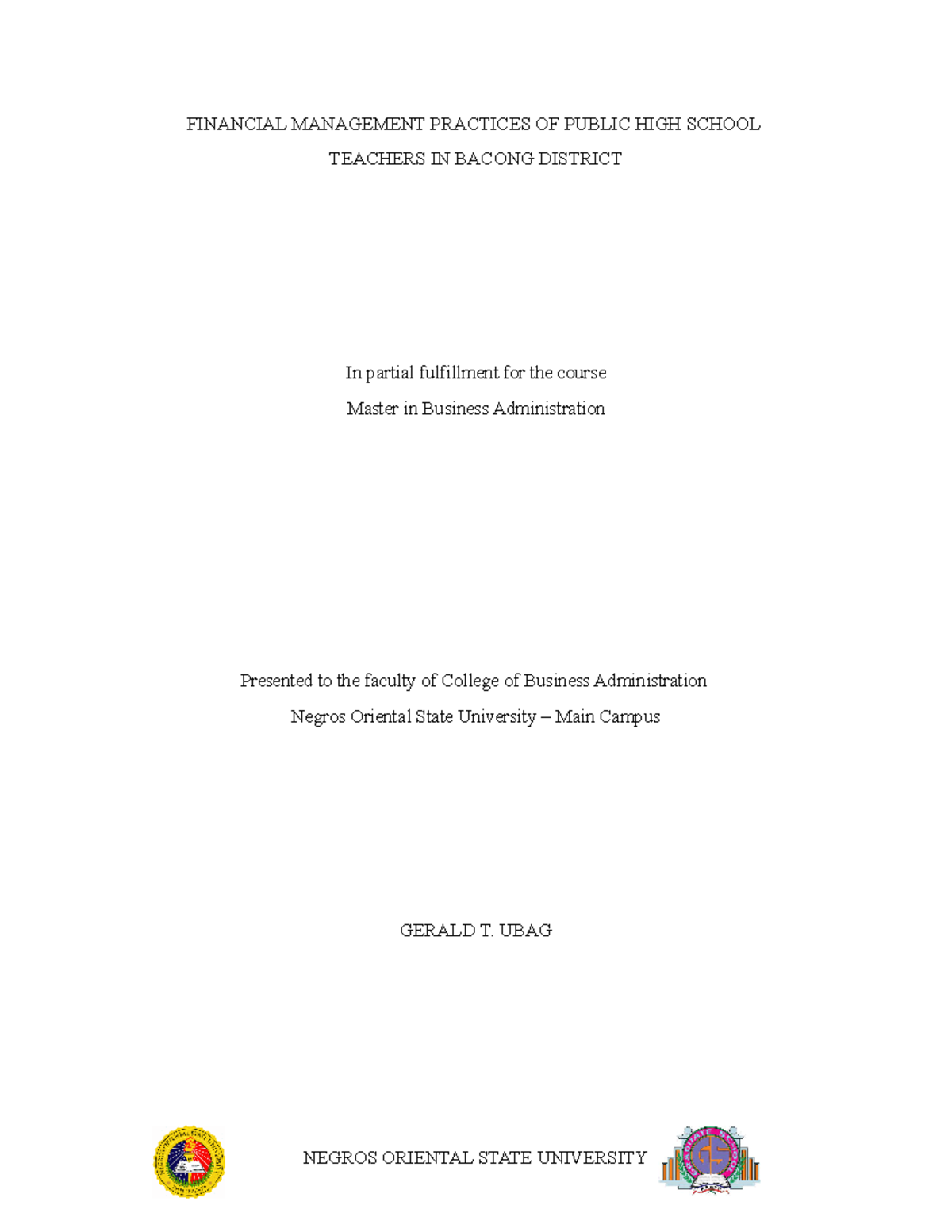 thesis on financial management