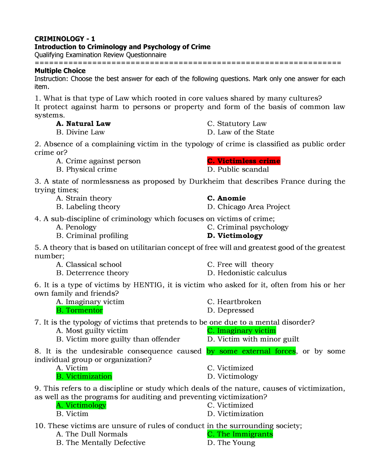 CRIM 1 5 PDF 1 - For Reference - CRIMINOLOGY - 1 Introduction To ...