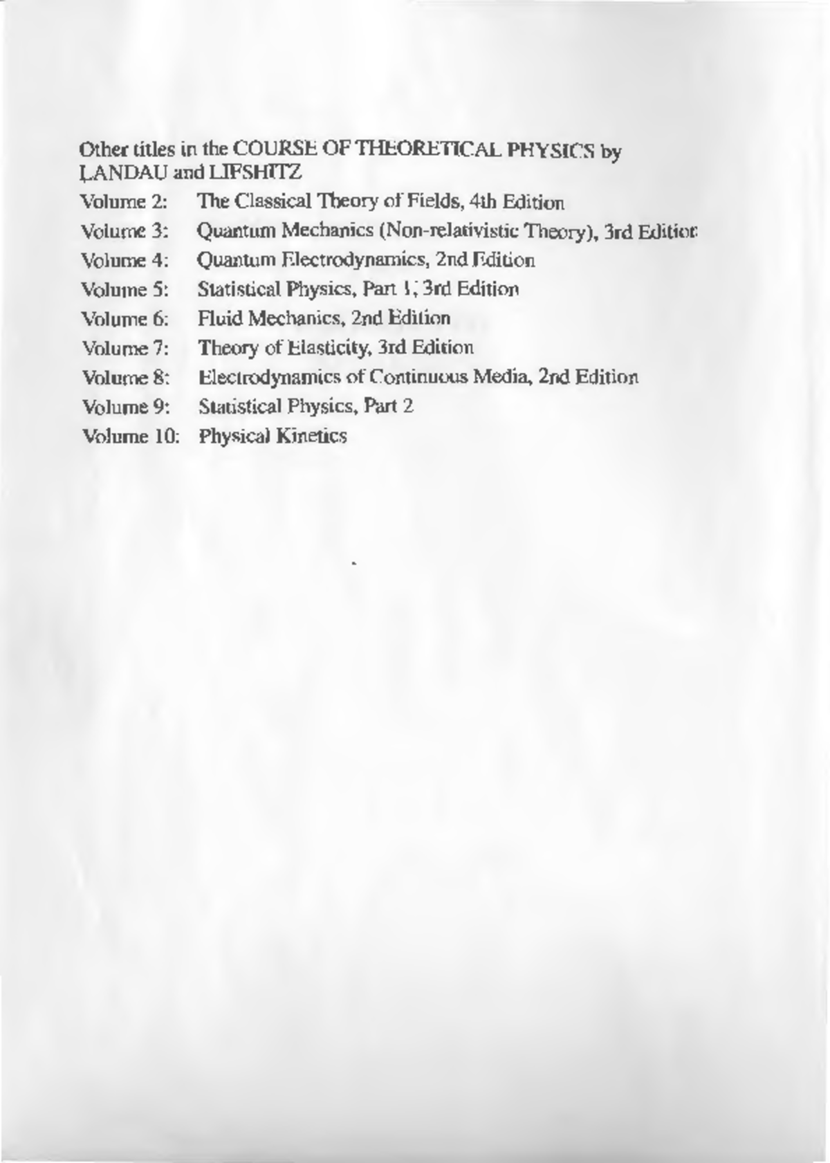 Classical Mechanics by Landau - Other titles in the COURSE OF ...