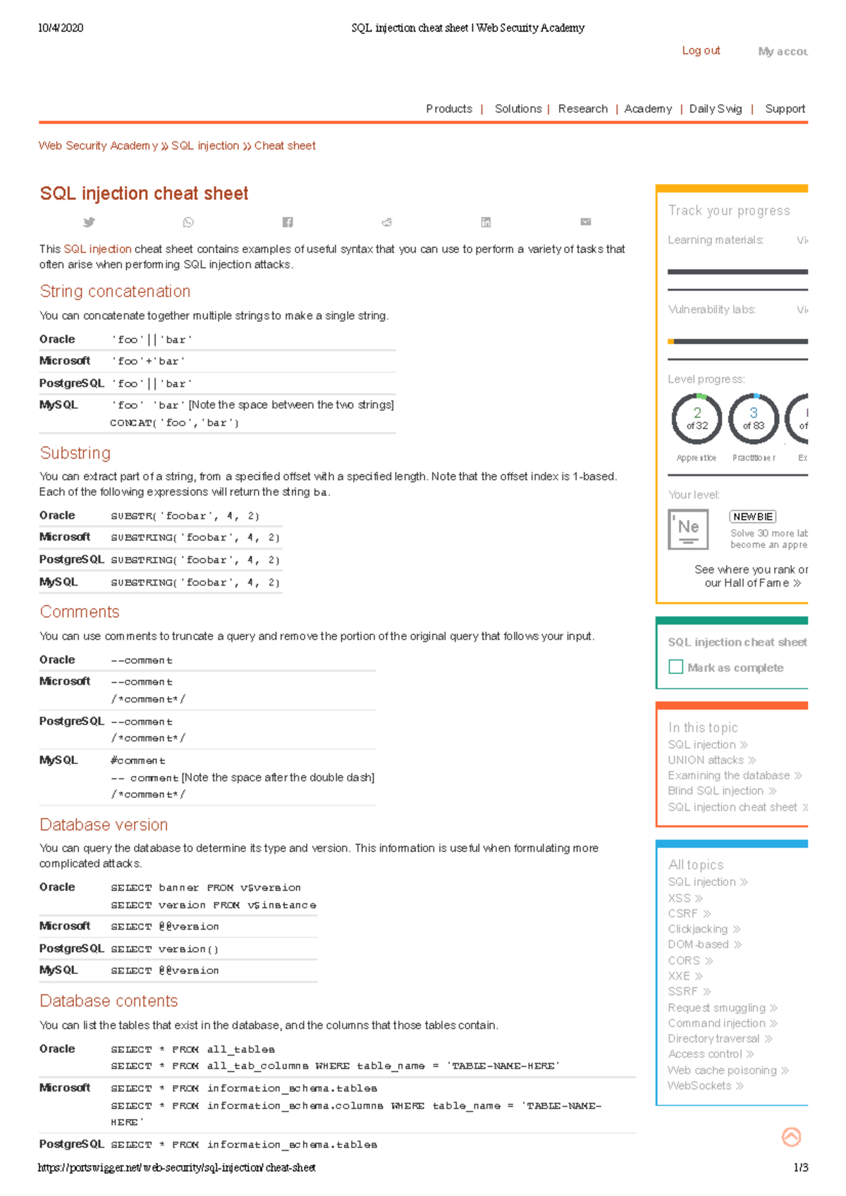 XSS Cheat Sheet - Good XSS - - Studocu